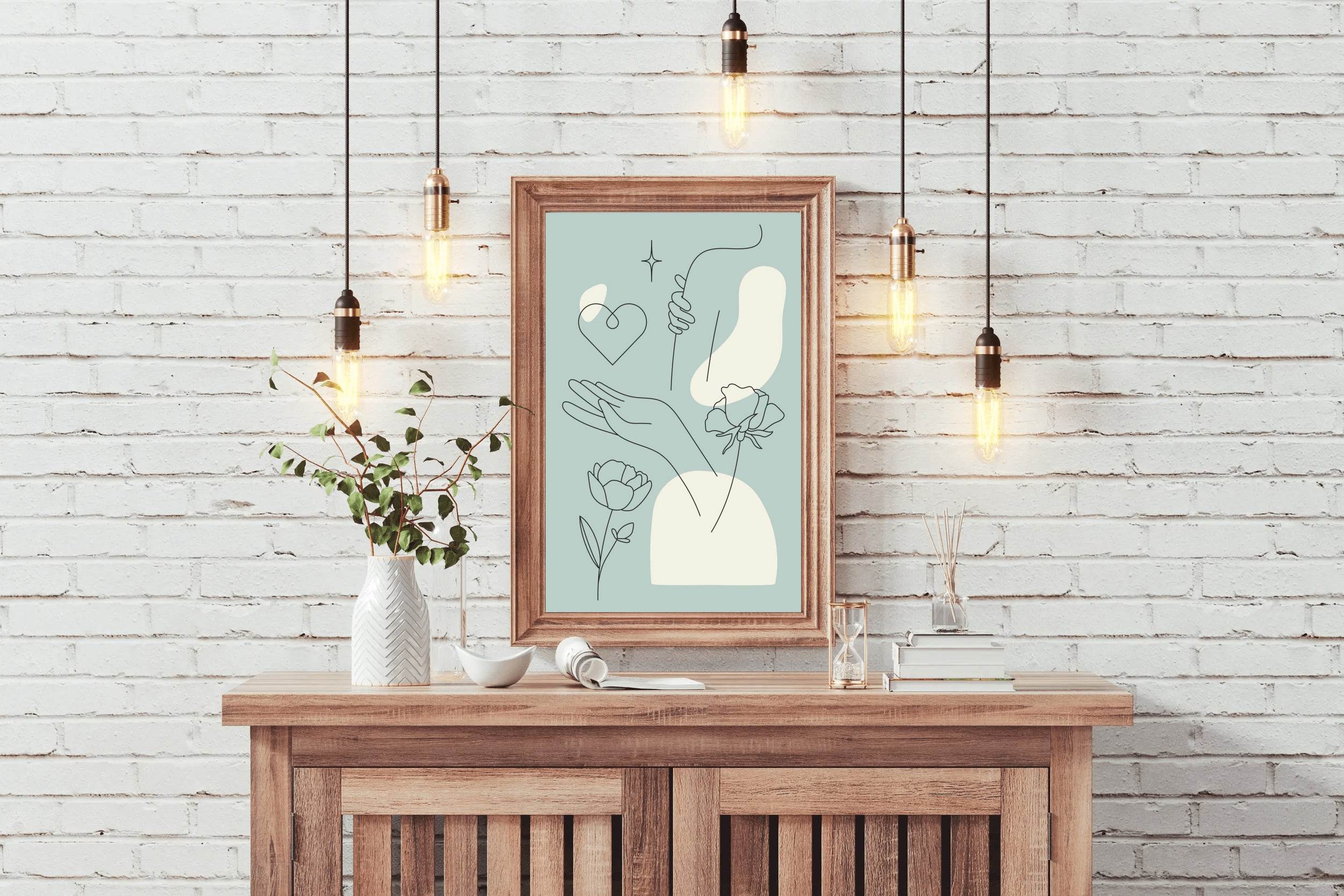Minimal Design of Flowers Hands Wall Art - beink online art store