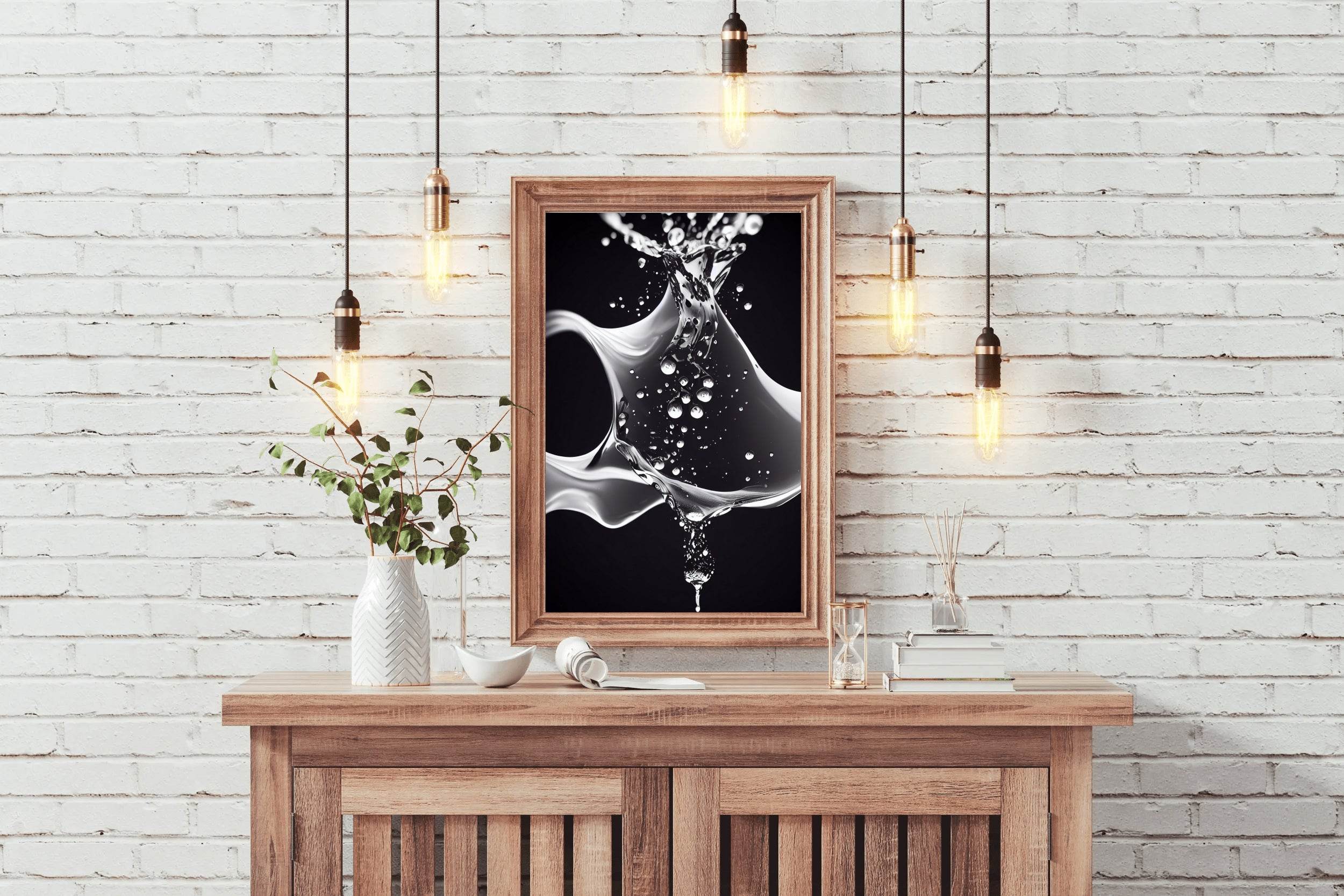Water Splash Black & White Wall Art - beink online art store
