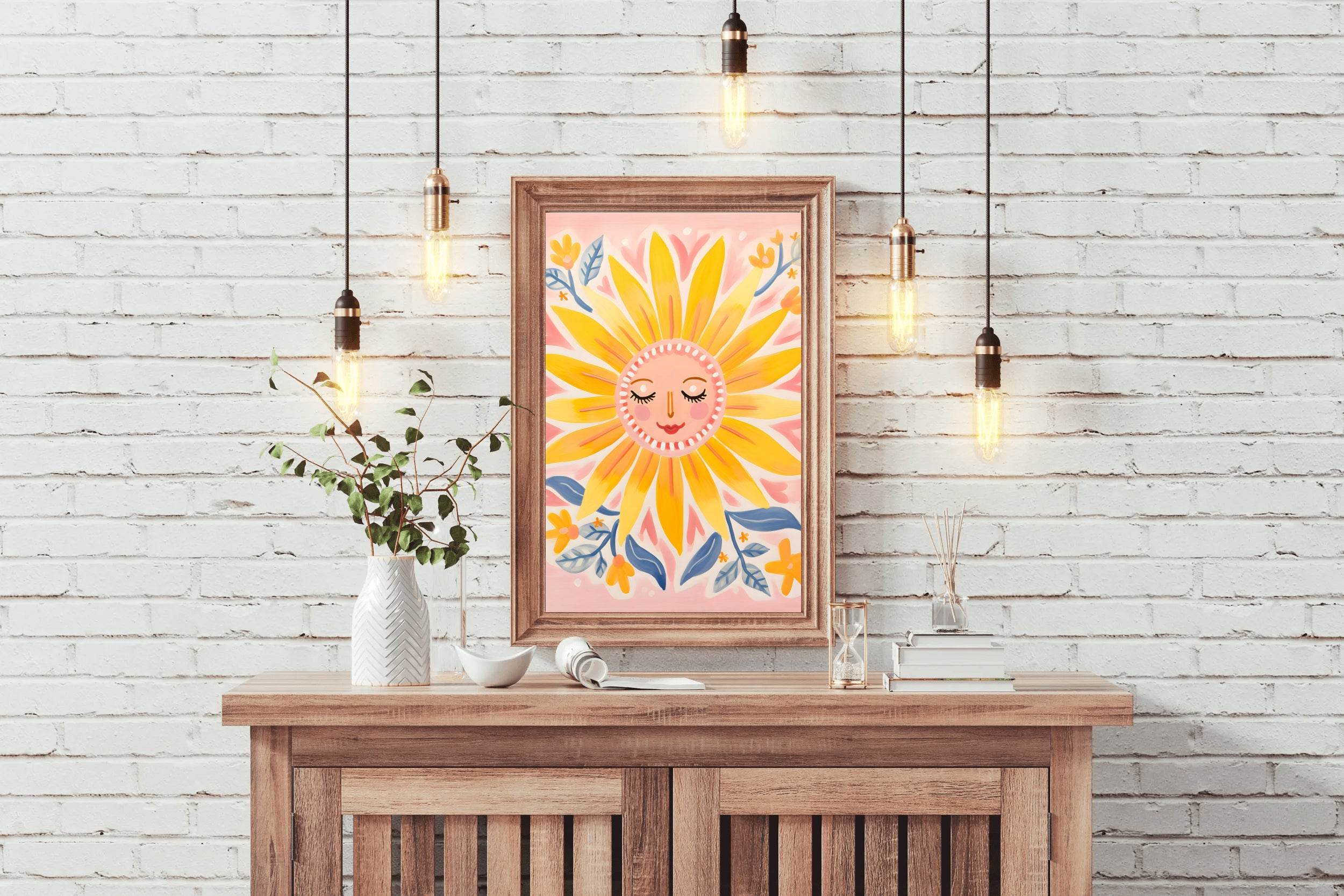 Watercolor Drawing of Sleeping Sunflower - beink online art store