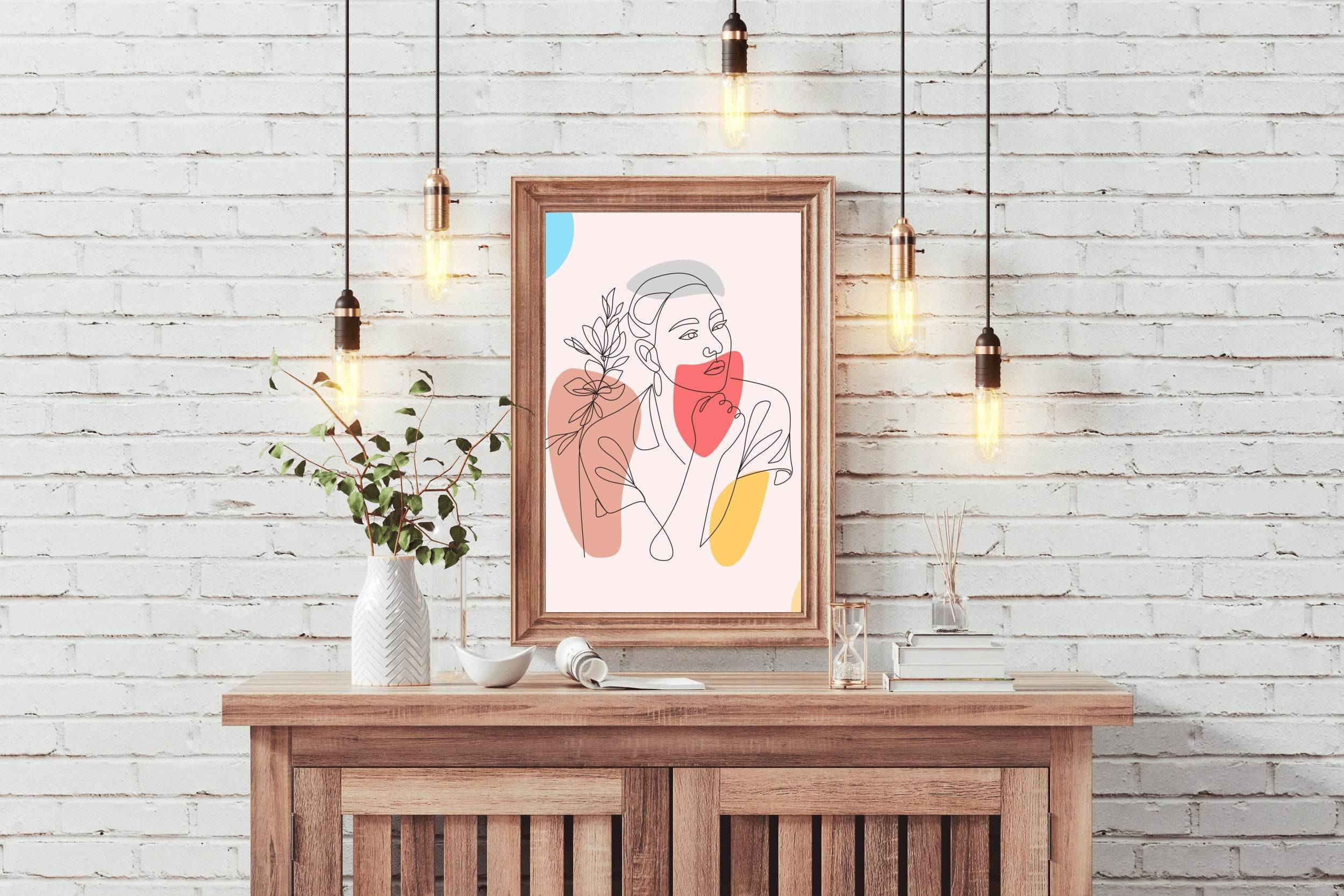 Minimal Design Of A Woman's Face Wall Art - beink online art store