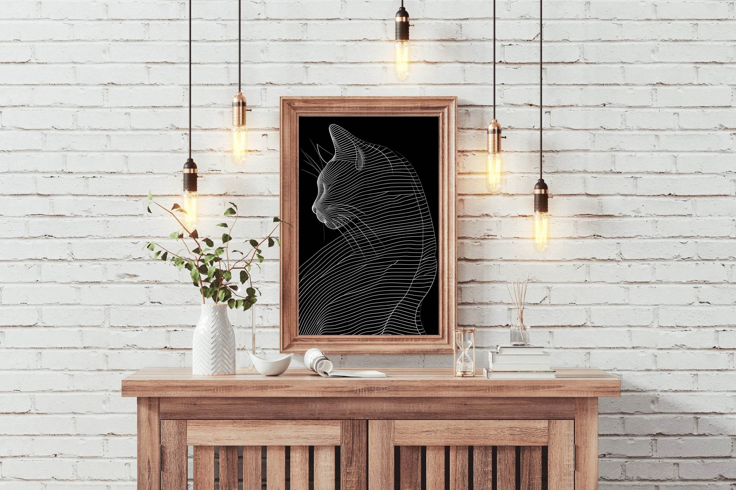 A Black and White Picture of a Cat - beink online art store