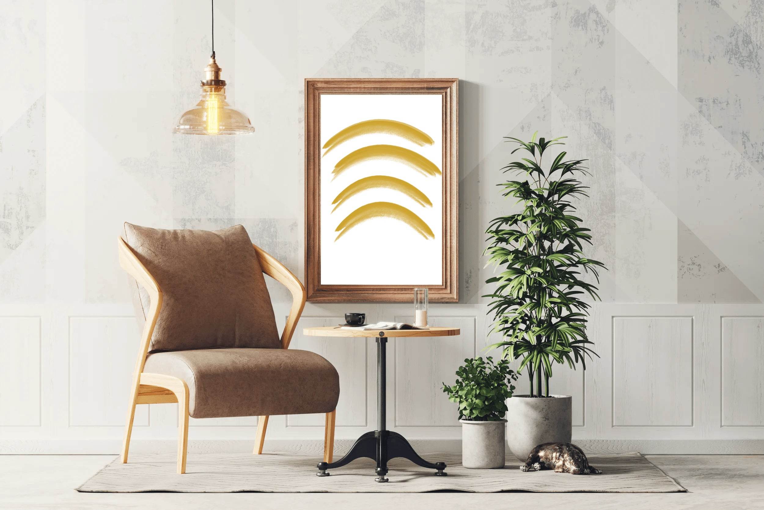 Yellow Semicircle Lines Wall Art - beink online art store
