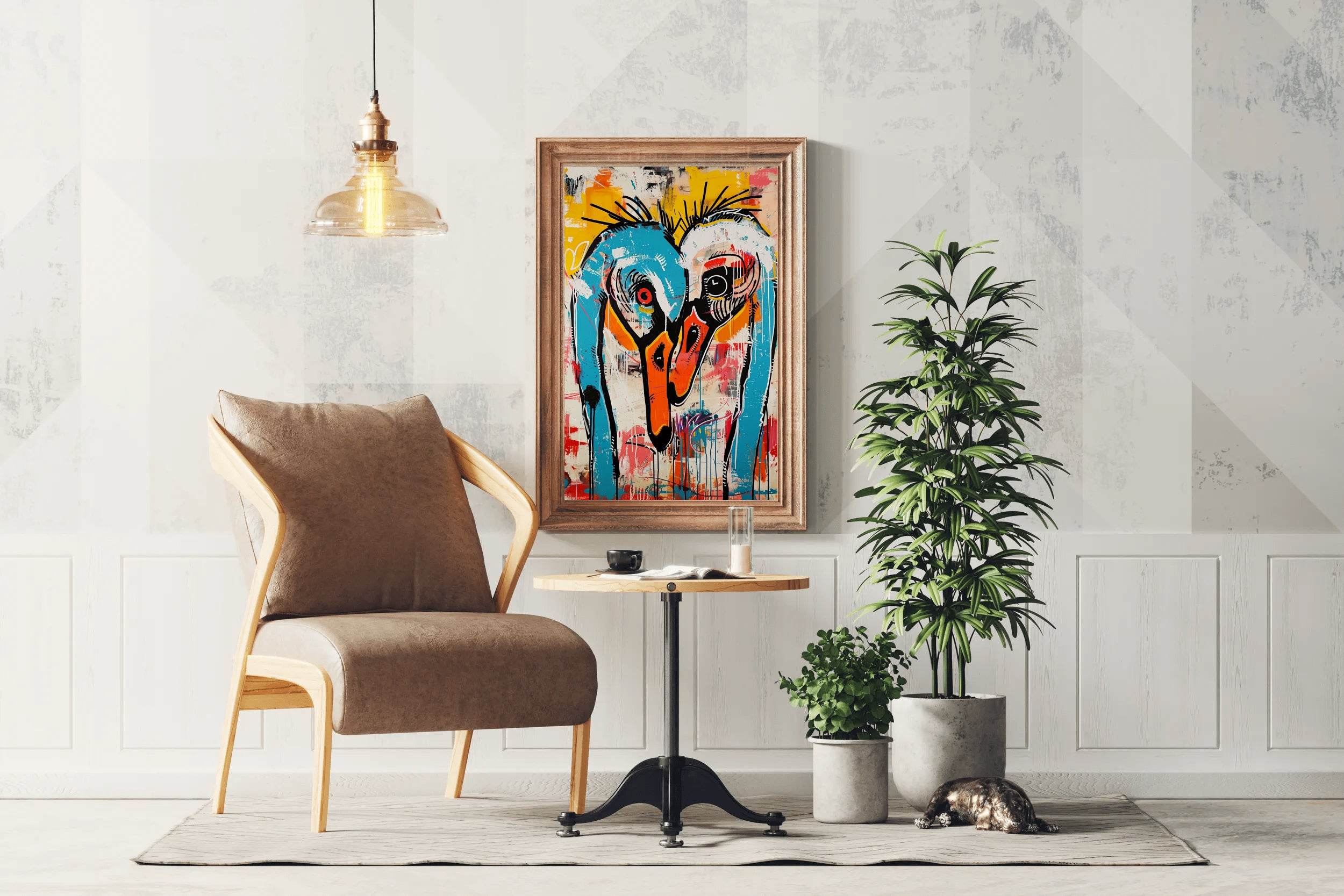 Color Painting of Pair of Swan - beink online art store