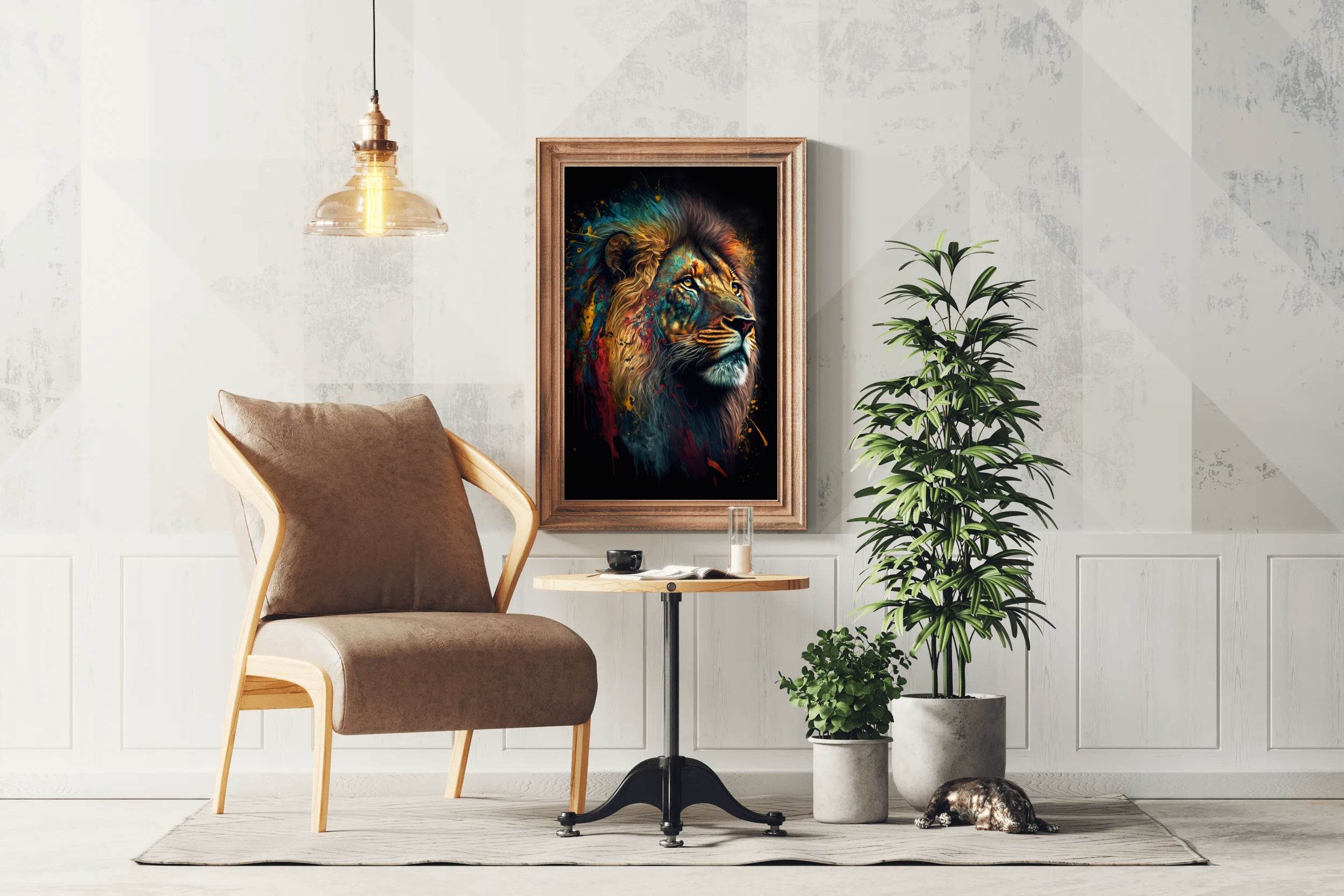 Painting of Volcanic Lion Head Wall Art - beink online art store