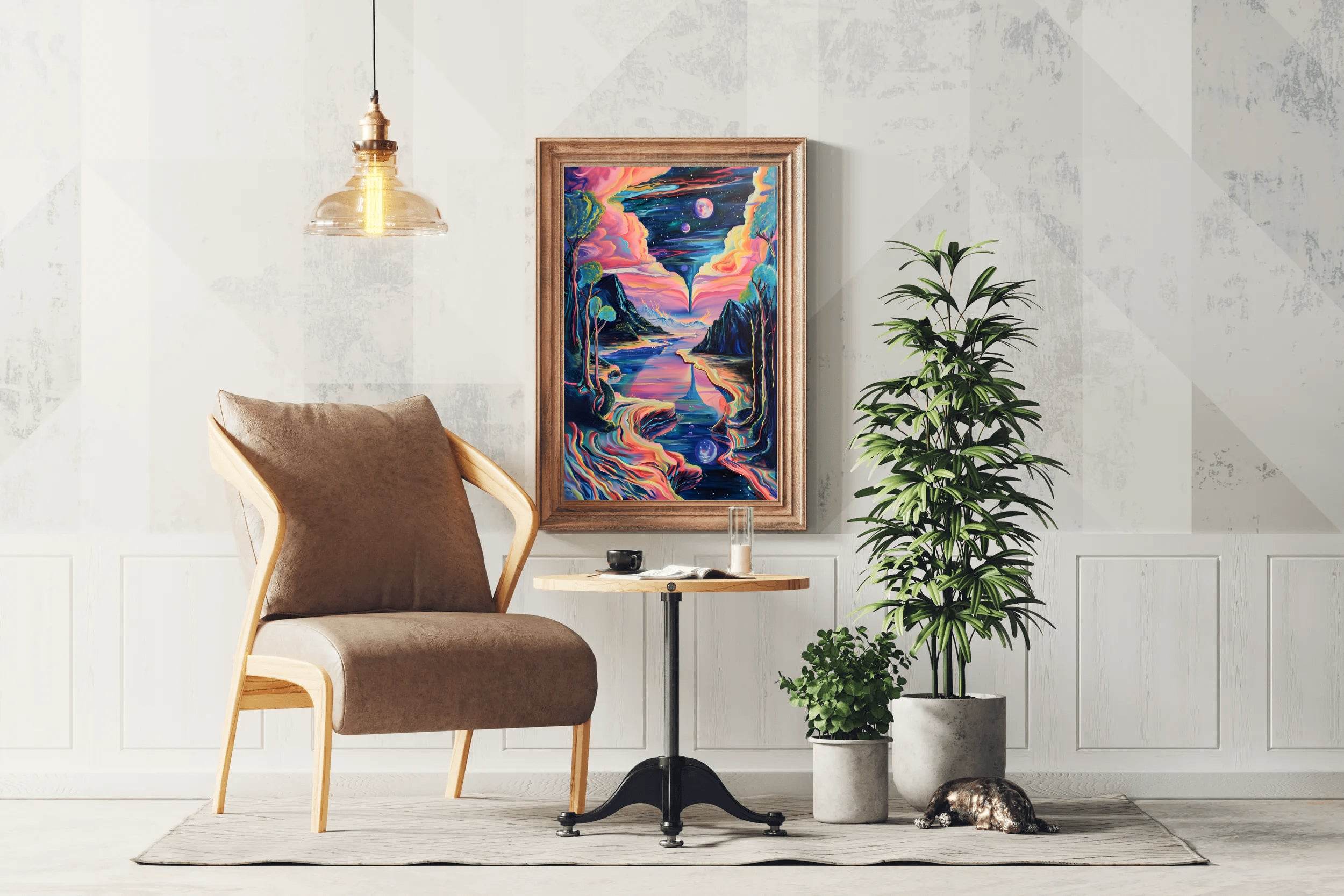 Painting of a night scene with a full moon Wall Art - beink online art store
