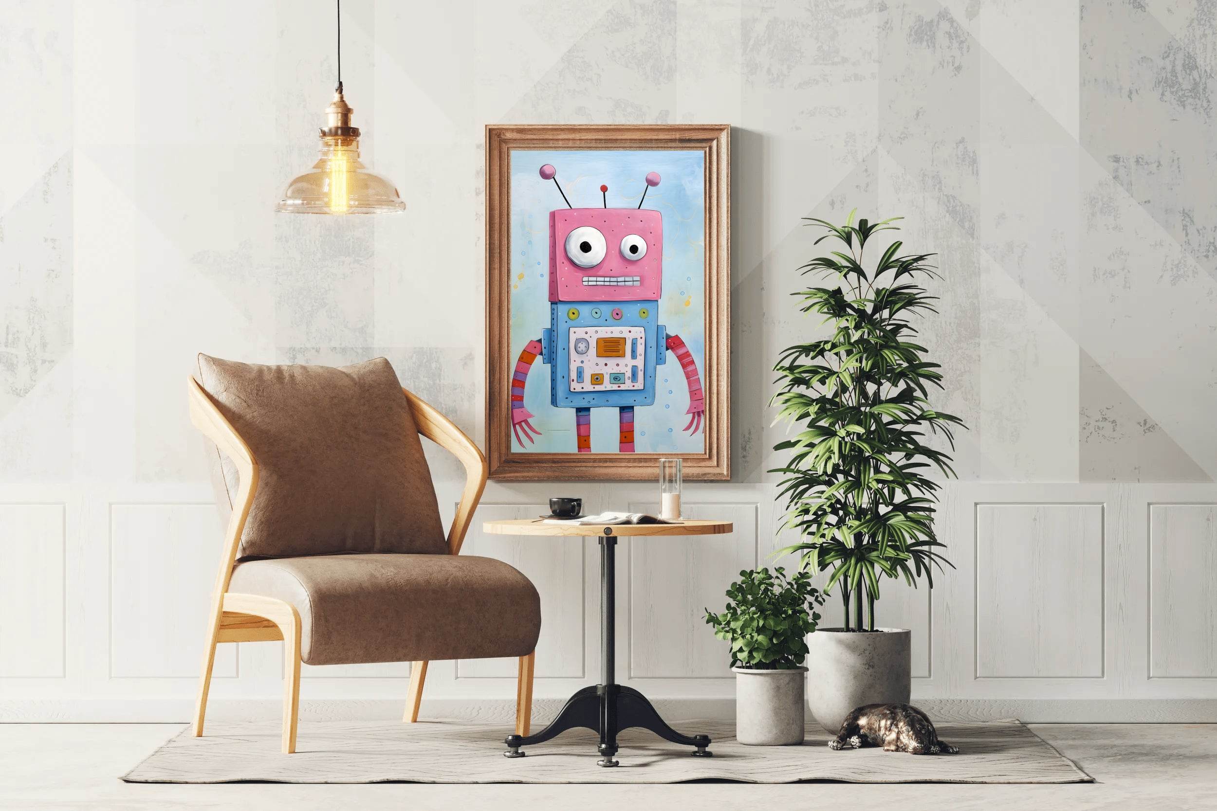 Pink Face Toy Robot Wall Art - beink online art store