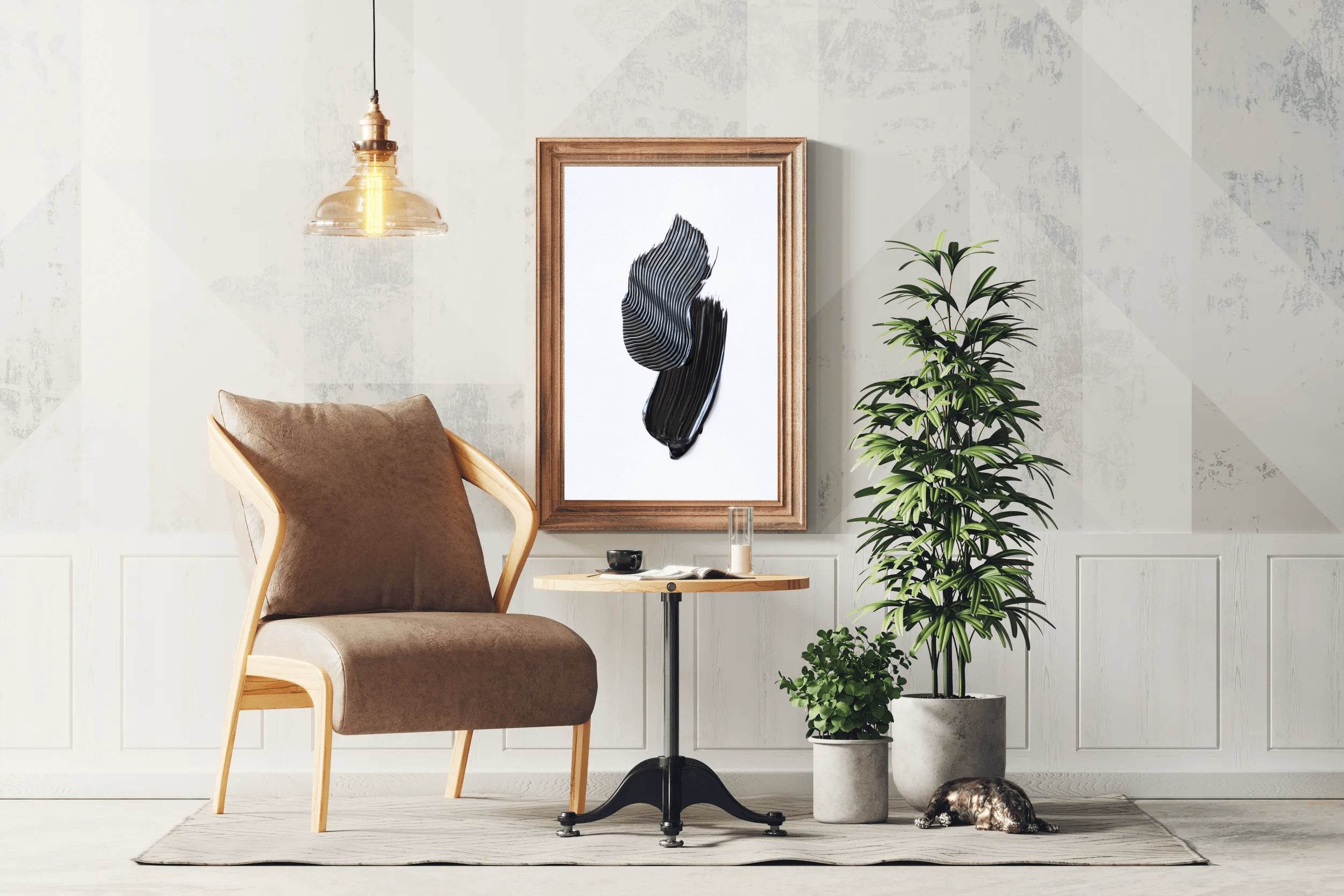 Mascara Brush Stroke Black & White Wall Art - beink online art store