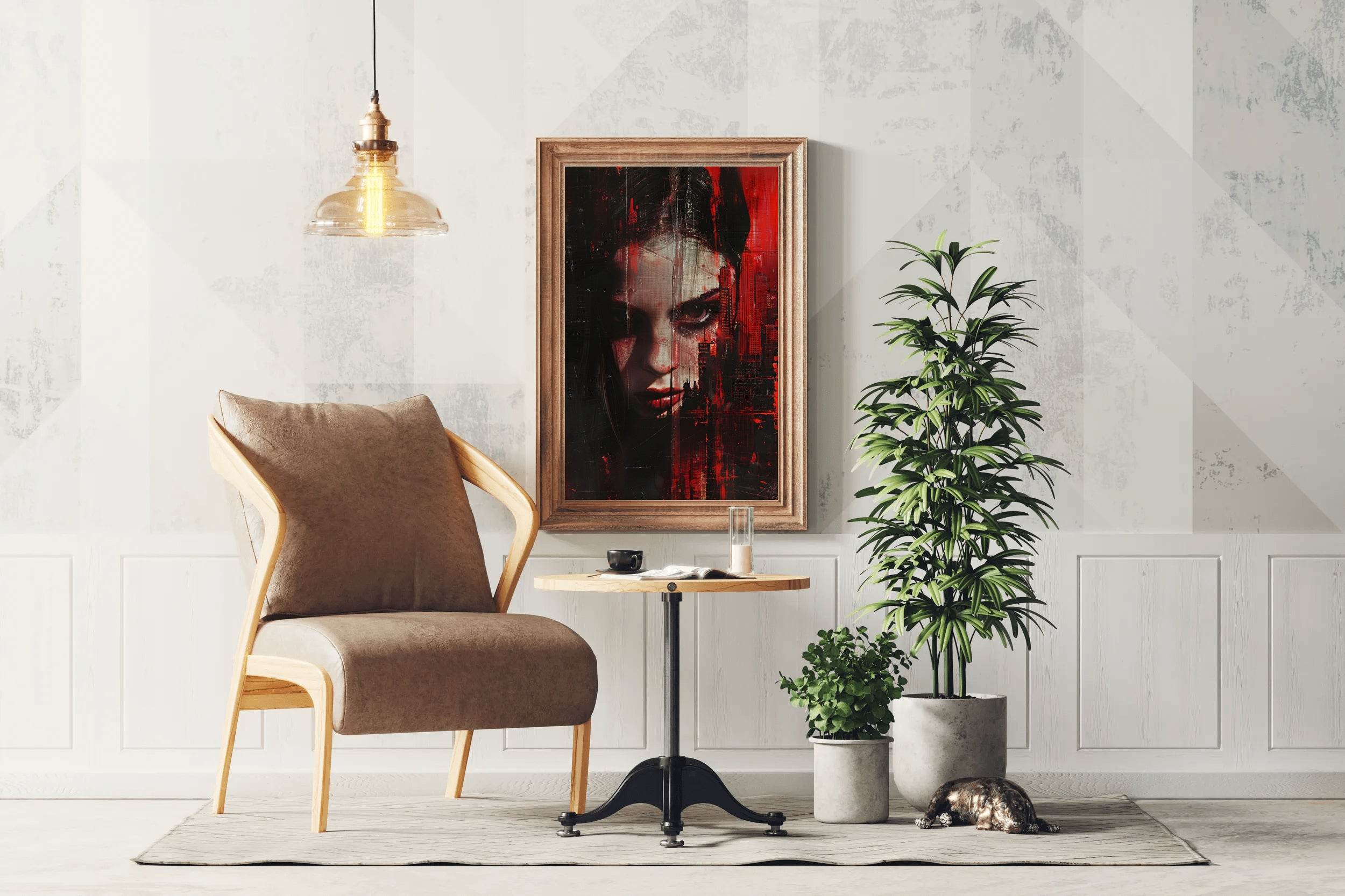Red Painting of Women Face Digital Art - beink online art store