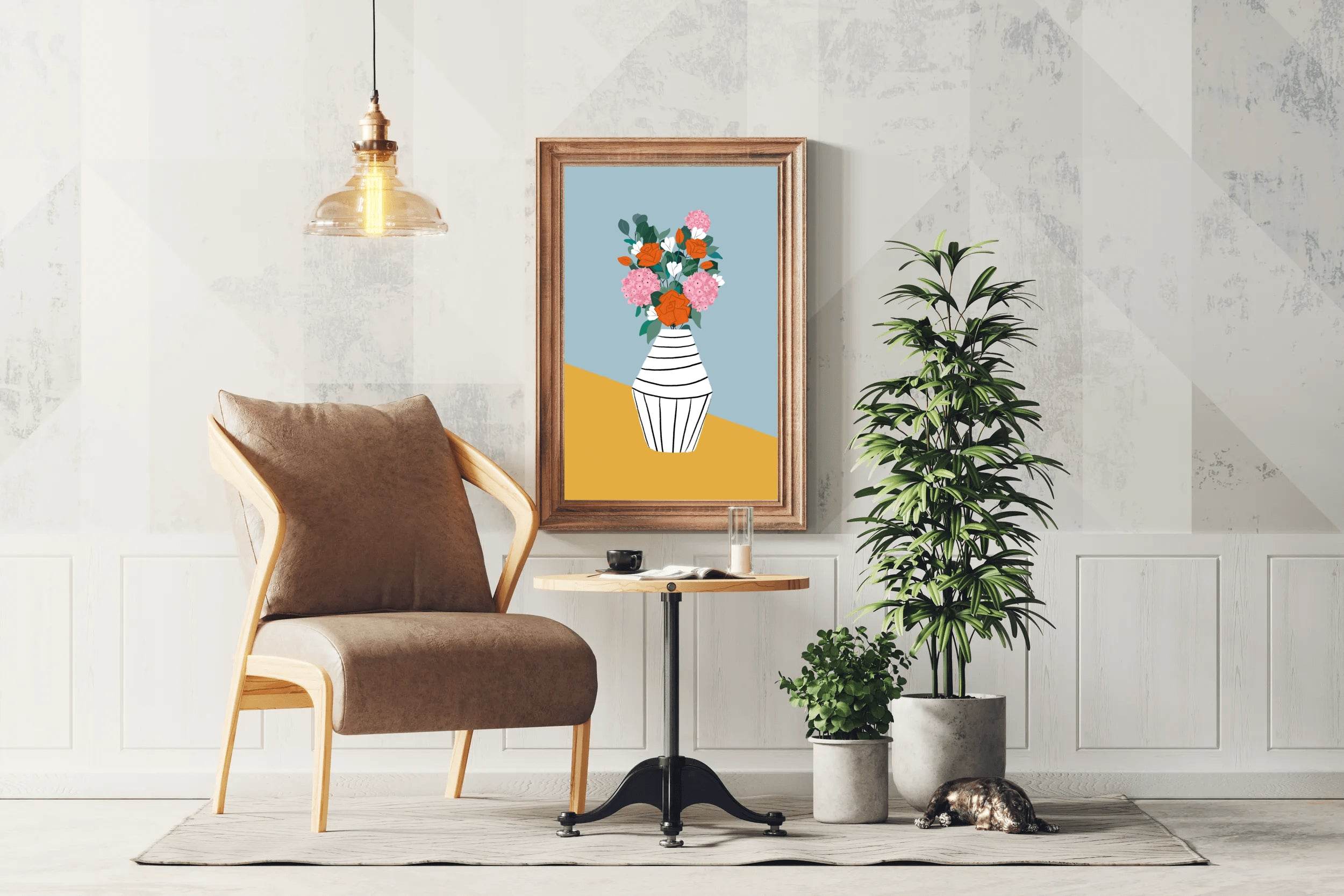 Black And White Vase With Spring Flowers Wall Art - beink online art store