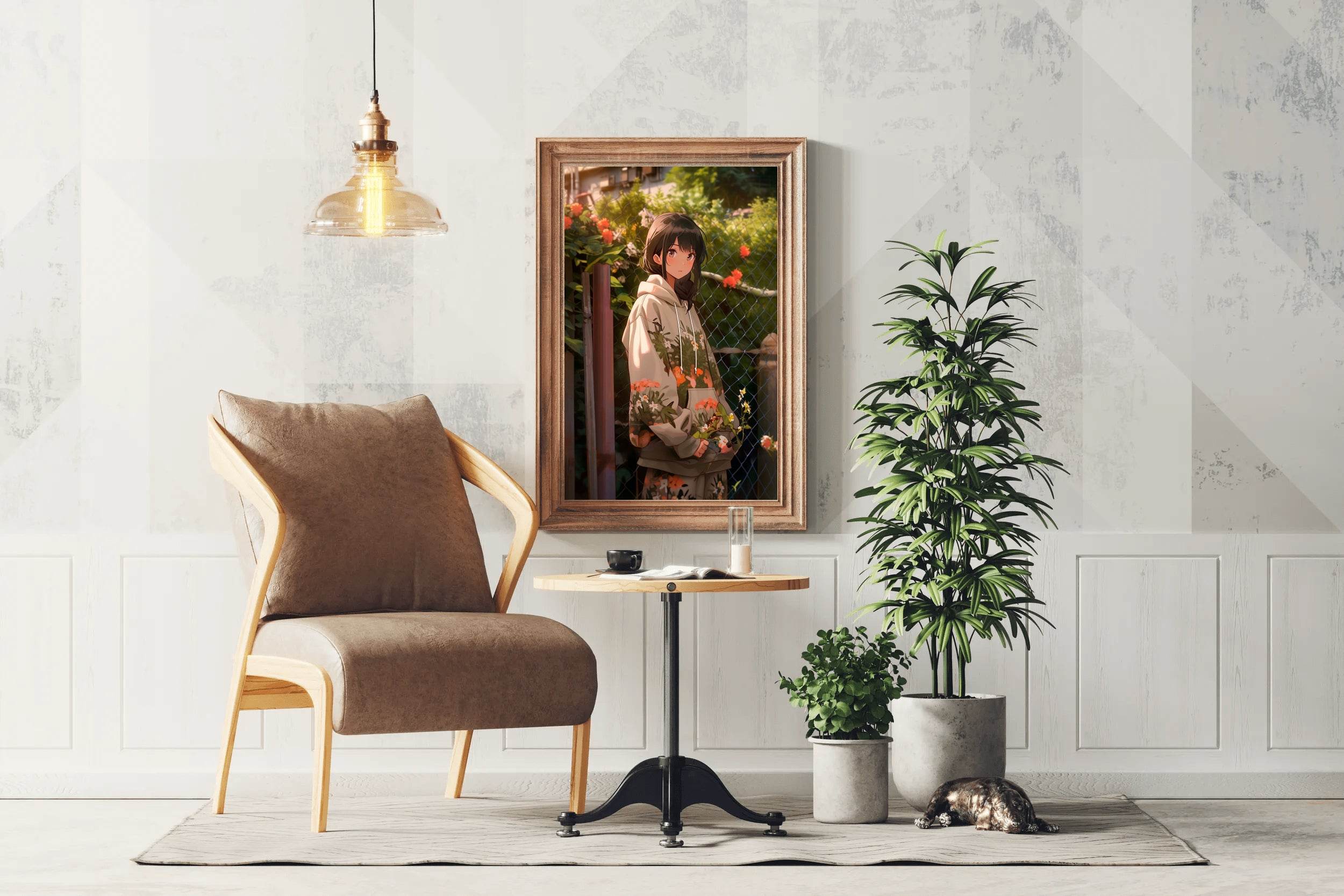 Beautiful Anime woman in Garden Anime Wall Art - beink online art store