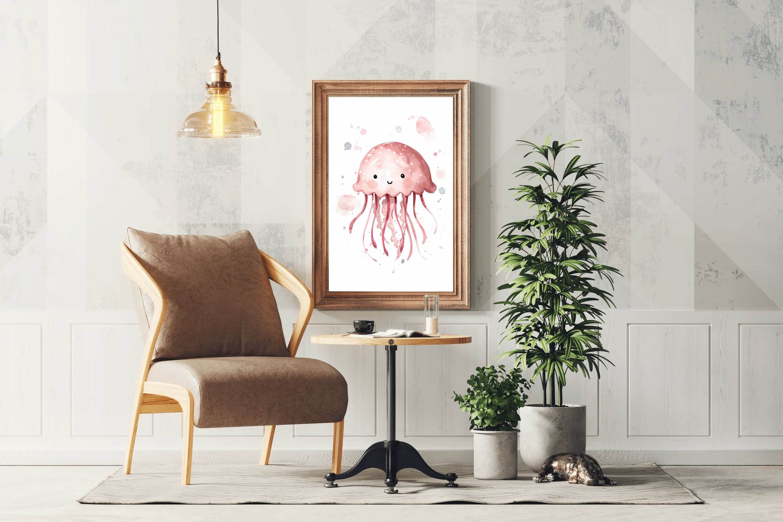 Pink Color Painting of an Octopus - beink online art store