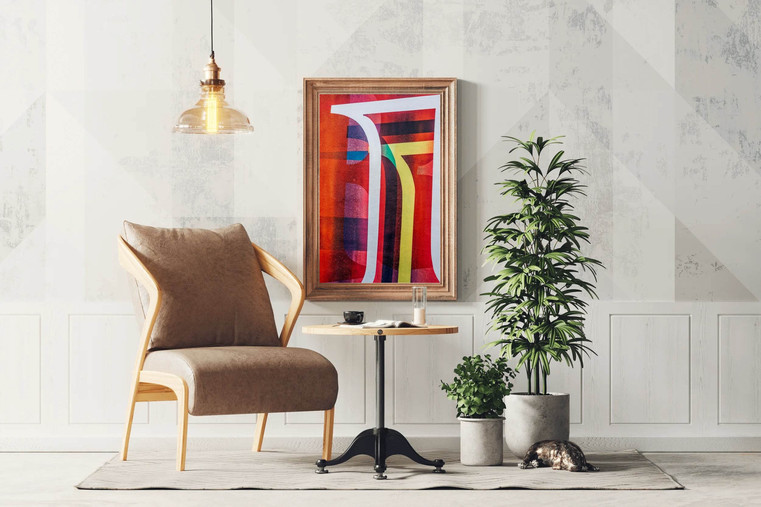 Colorful Red Background Abstract Wall Art - beink online art store