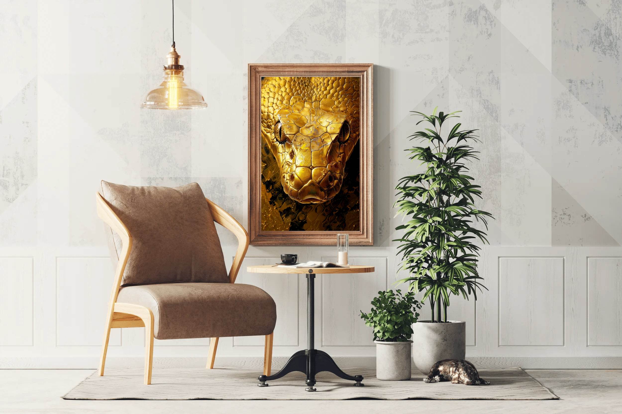Golden Anaconda Snake Wall Art - beink online art store