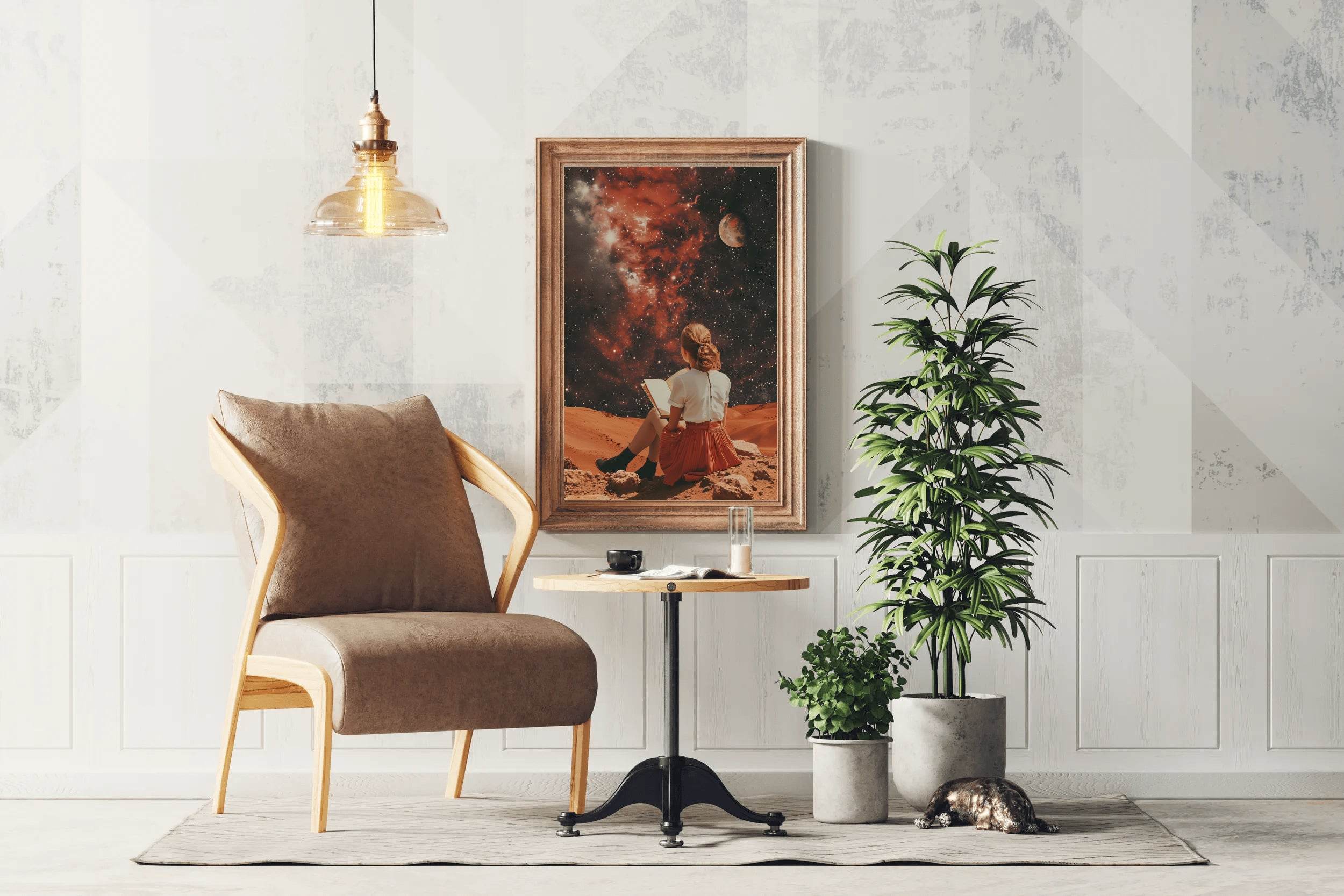 Girl Holding A Book in Space Wall Art - beink online art store