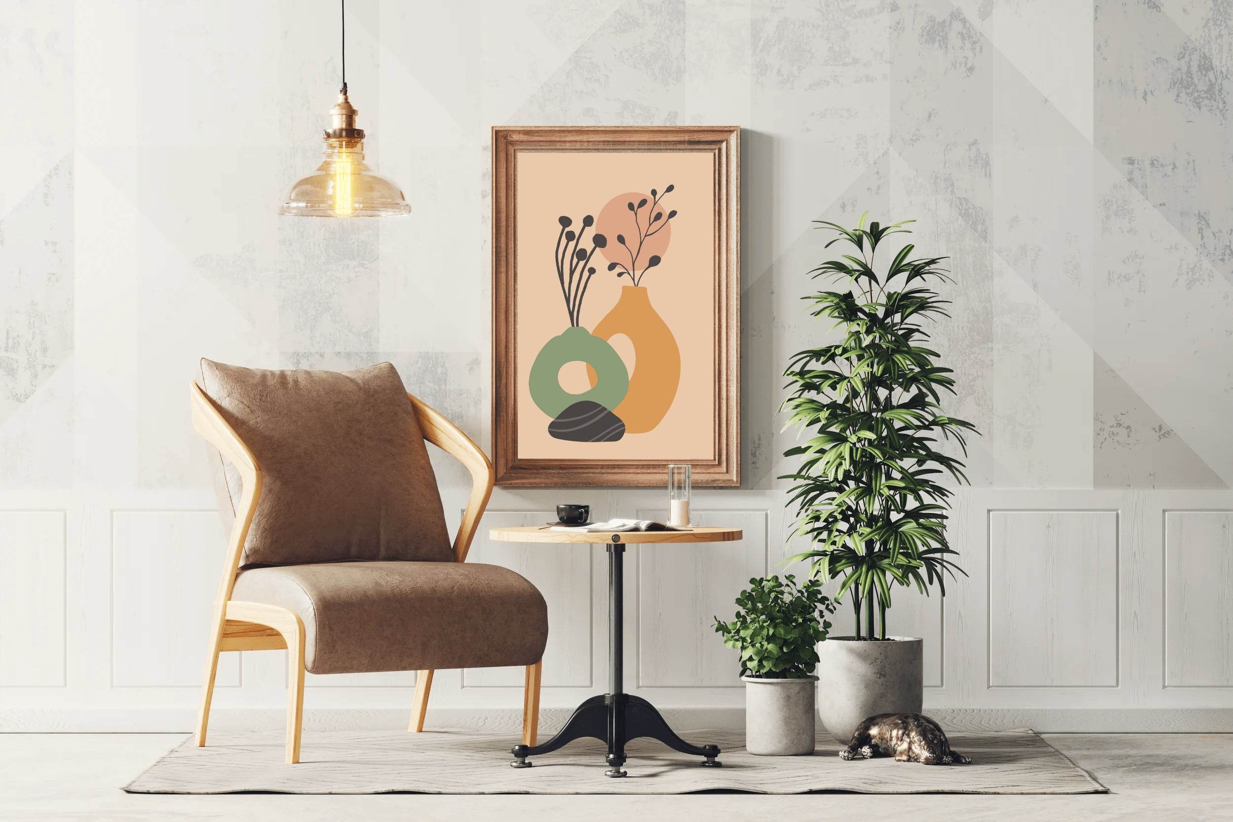Vases and Plants With Beige Backround Art Work - beink online art store