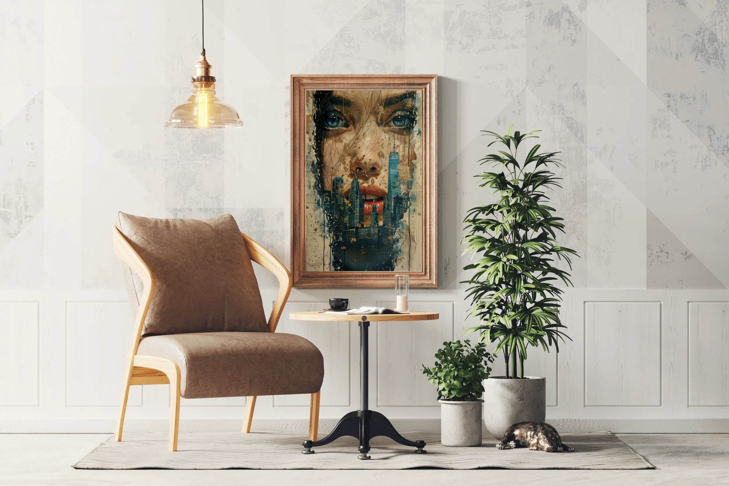 Female Face and Building Digital Painting Art - beink online art store