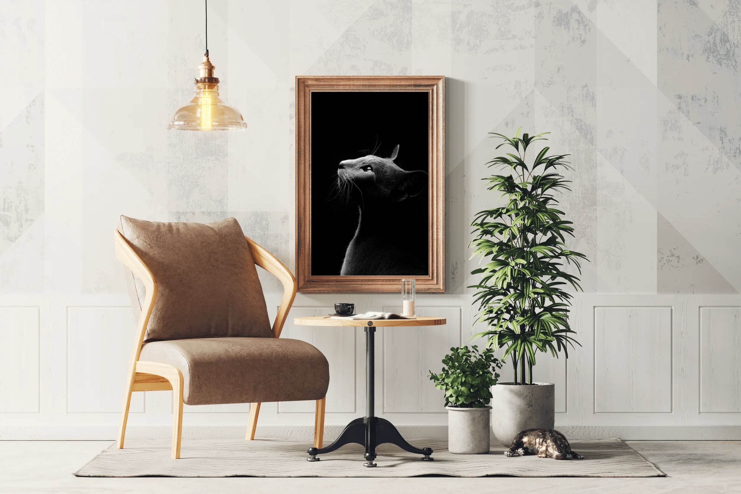 Oriental Shorthair Cat Black & White Wall Art - beink online art store