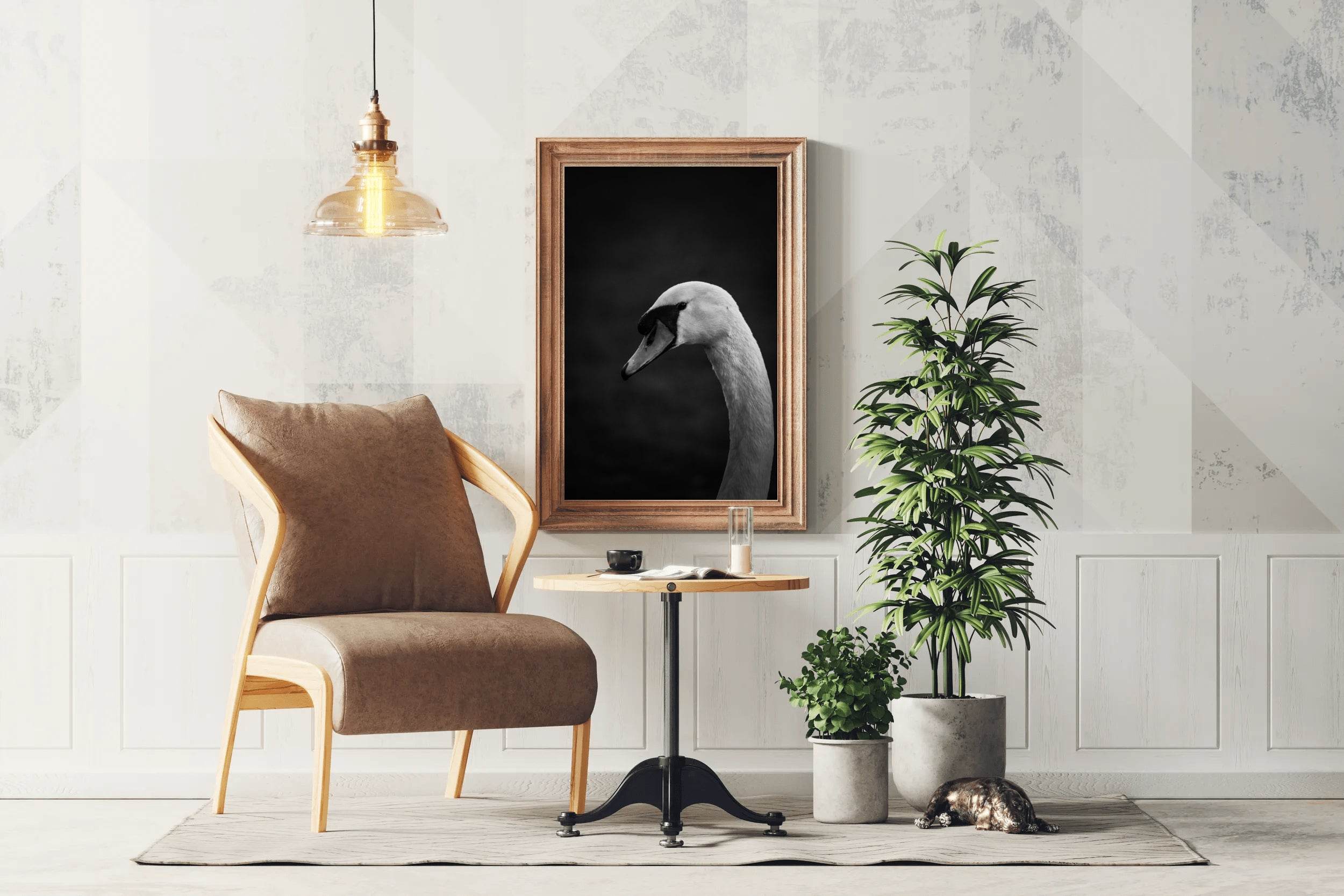 Mute Swan Black & White Wall Art - beink online art store