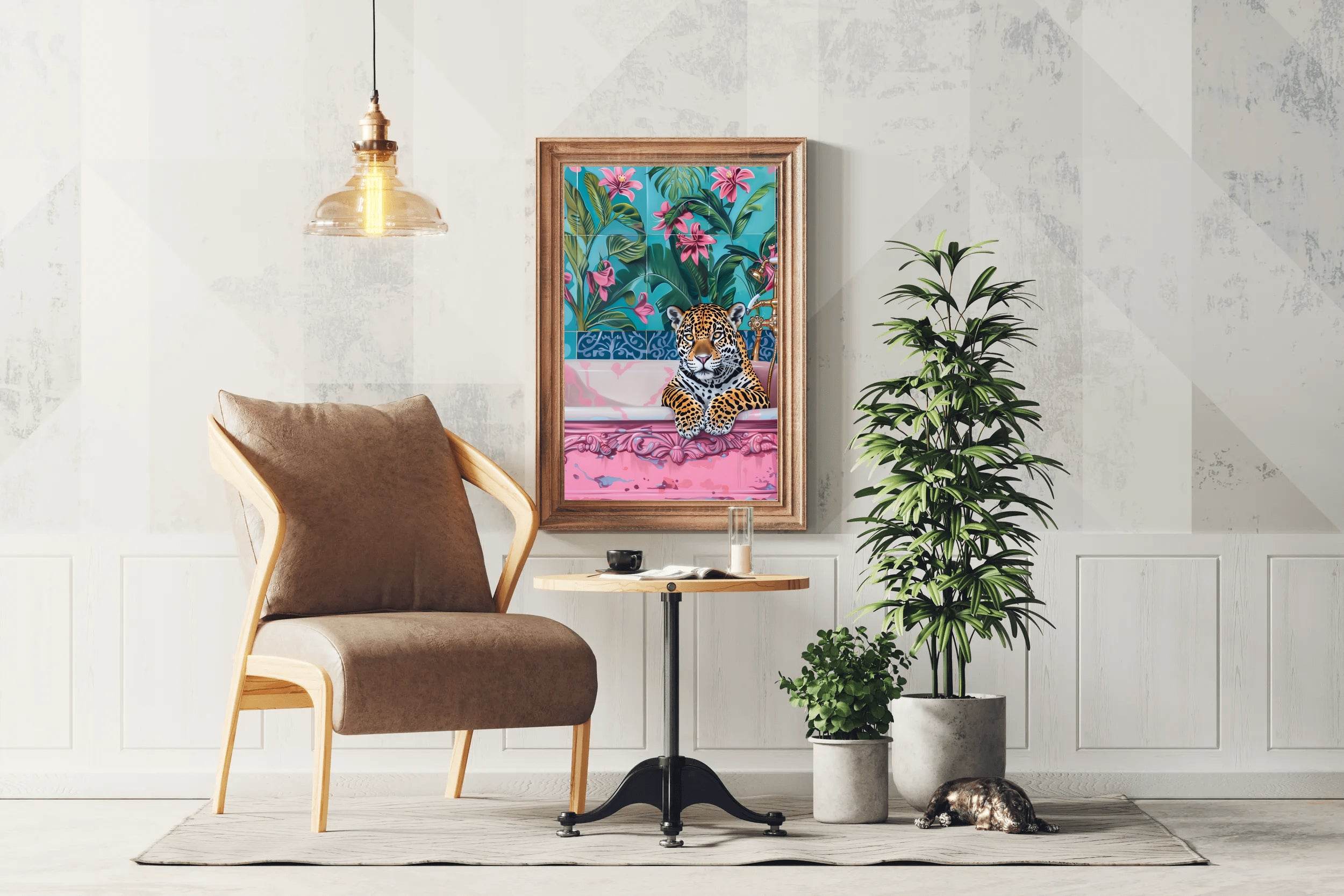 Oil Painting of Leopard in Bathtub - beink online art store