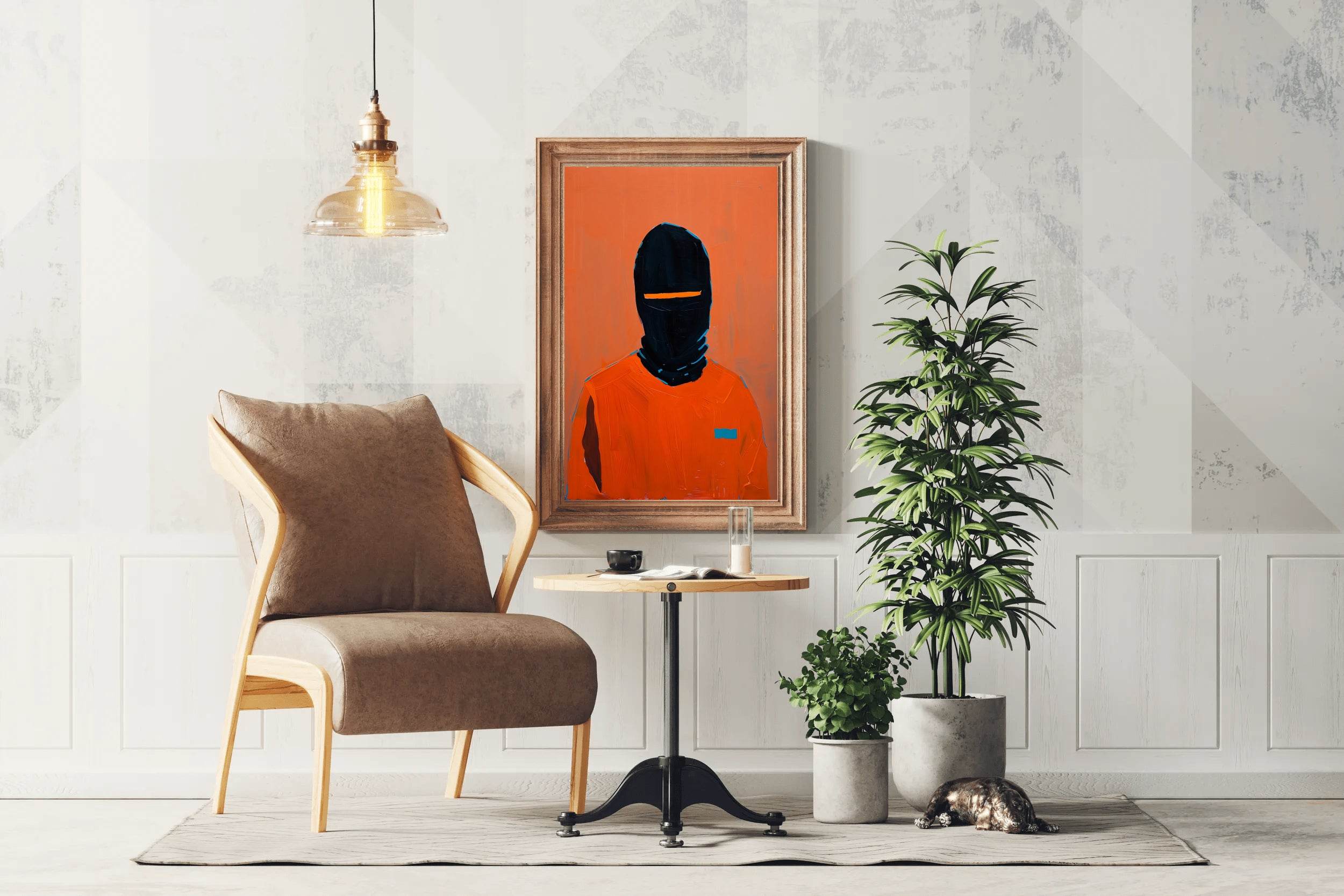 Men in Black Mask Painting Wall Art - beink online art store