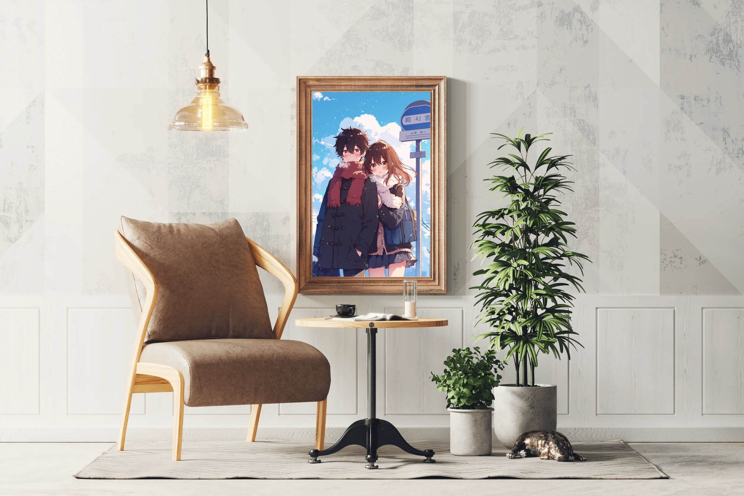 Anime Style Boy and Girl Hugging Couple - beink online art store