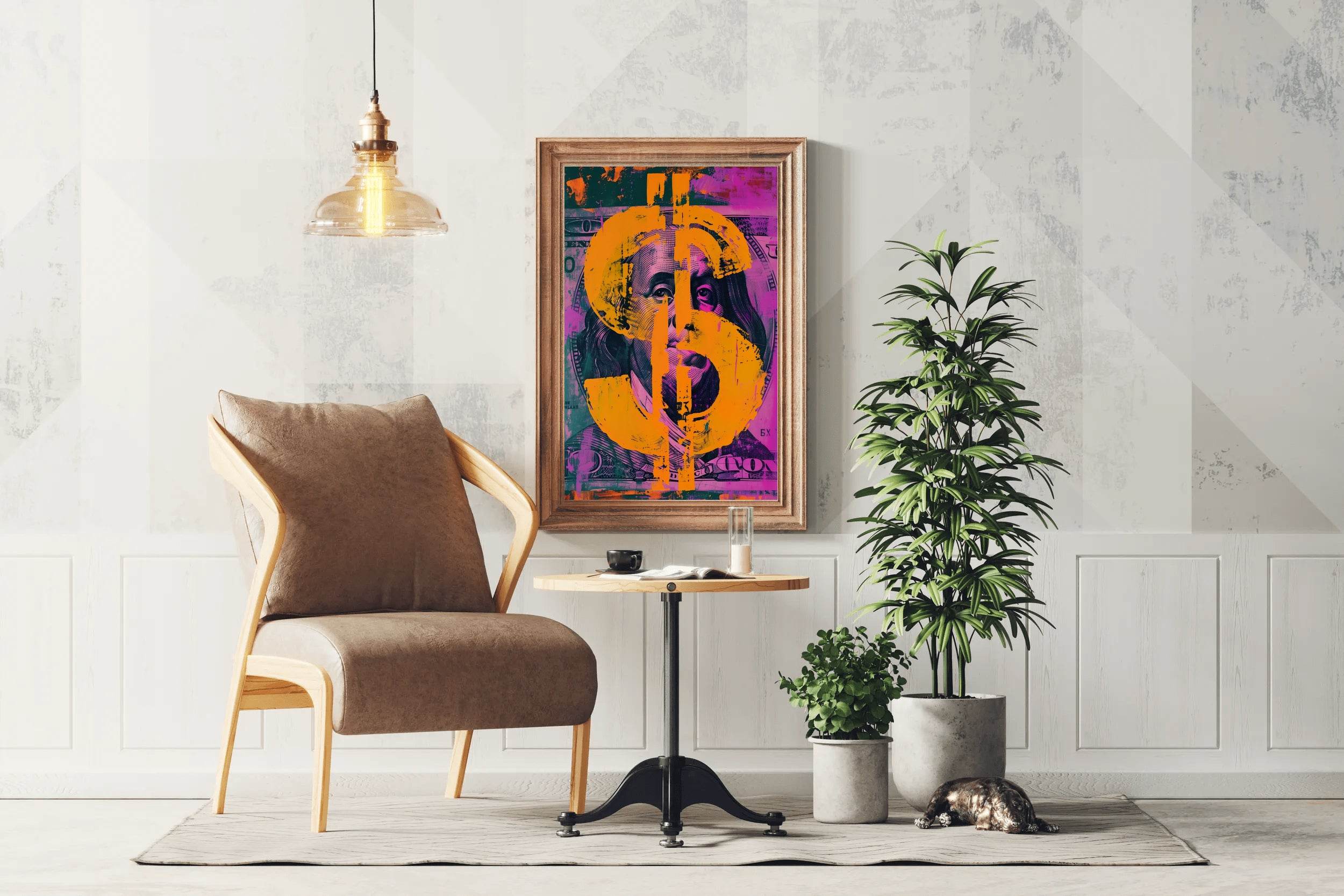 Dollar Sign Overlaying Benjamin Franklin's Portrait Wall Art - beink online art store