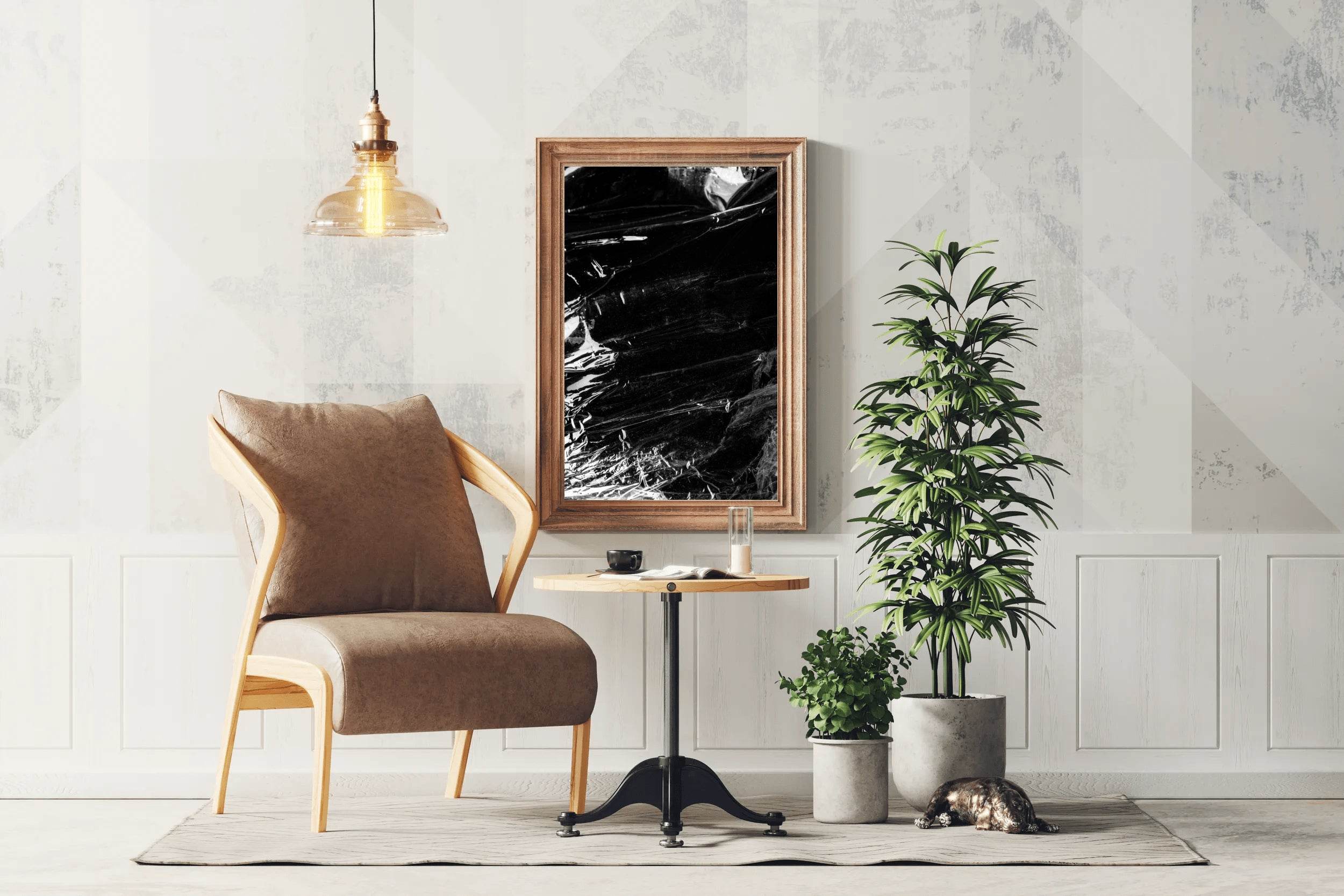 Wrinkled Plastic Black & White Wall Art - beink online art store