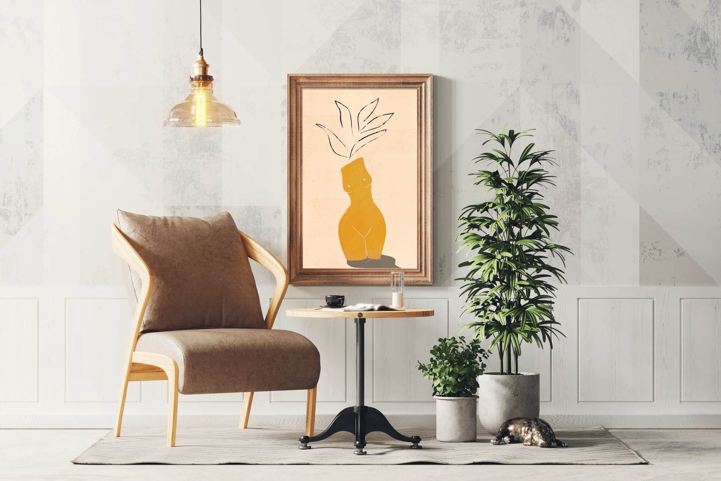Honey Yellow Poster With Vase Wall Art - beink online art store