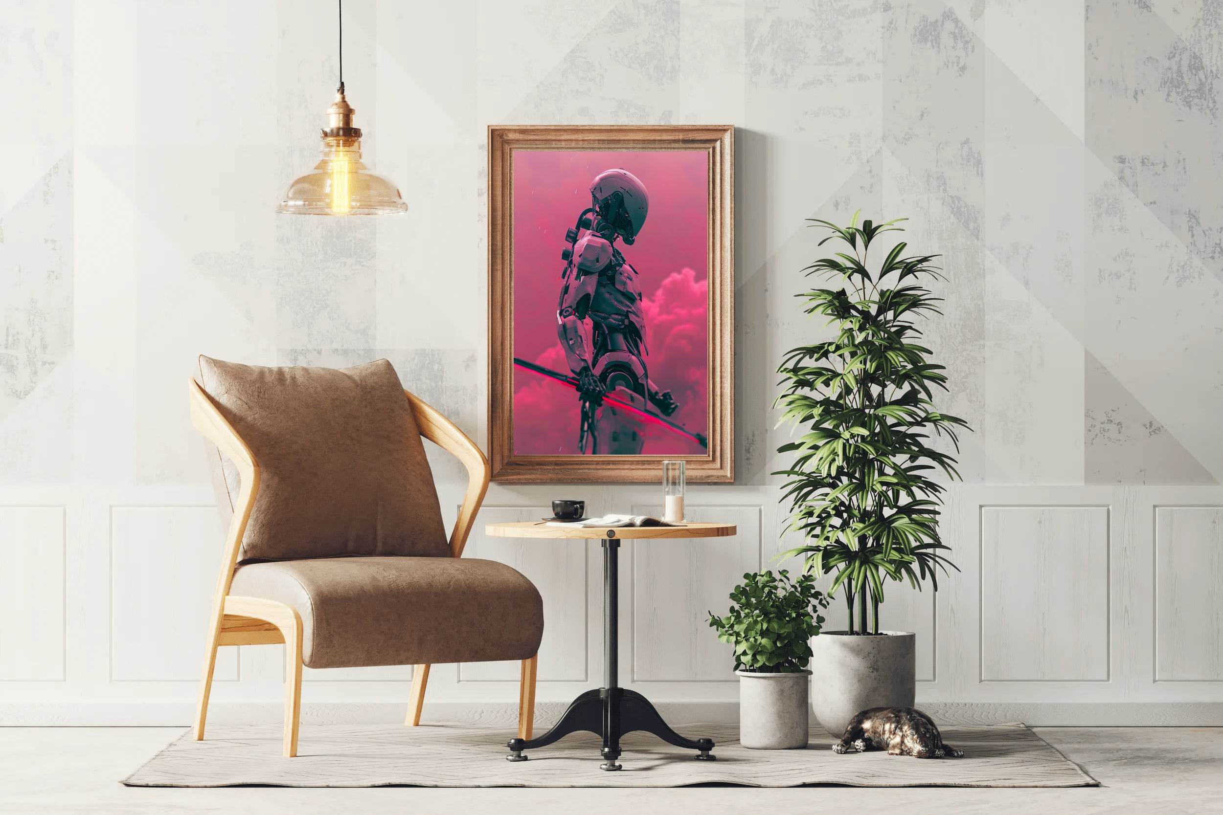 Robotic Man Holding Weapon Modern Art - beink online art store