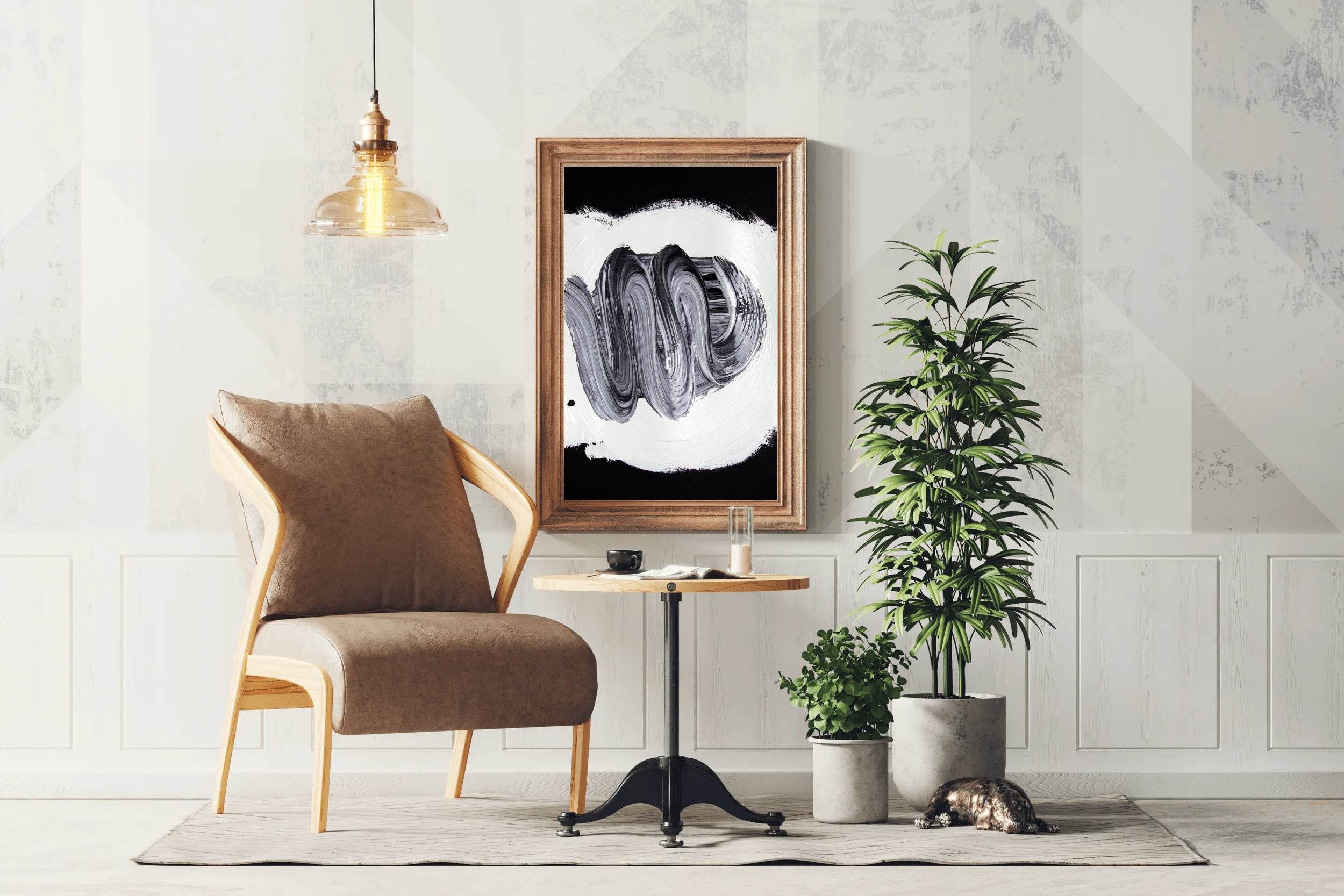 Pain Brush Stroke Black & White Wall Art - beink online art store