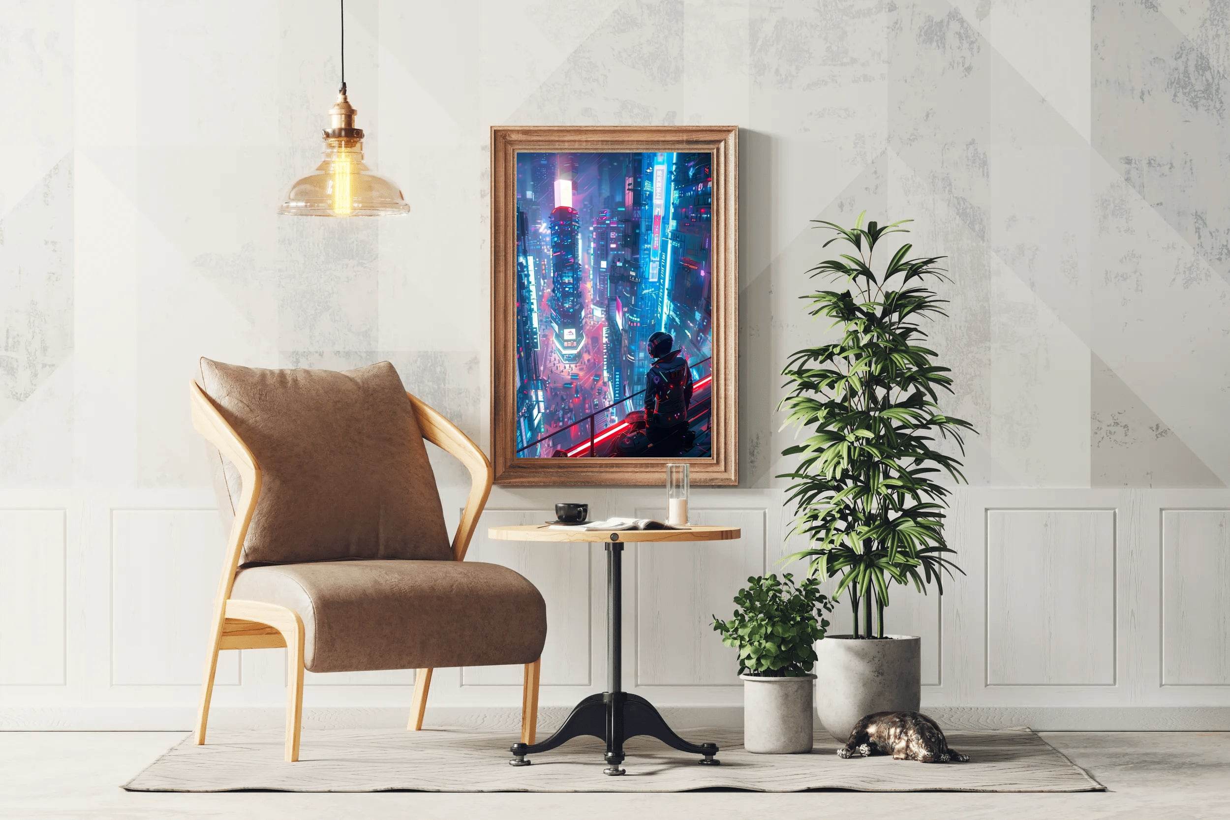 Cyberpunk City Street Neon Lights Wall Art - beink online art store