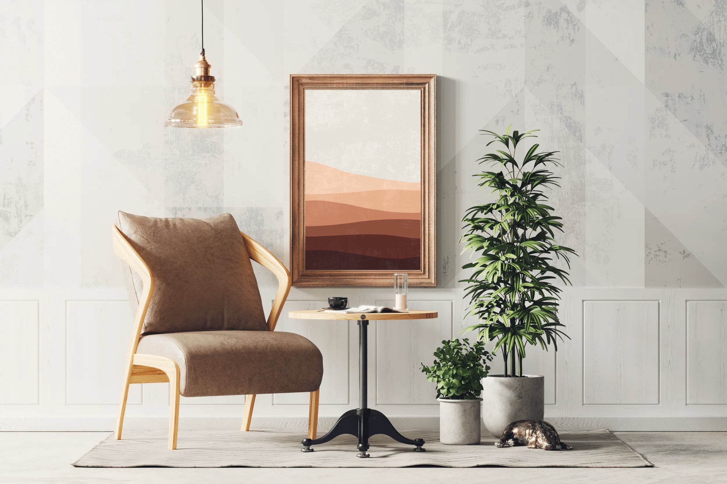 Brown Painting of a Desert landscape ArtWork - beink online art store