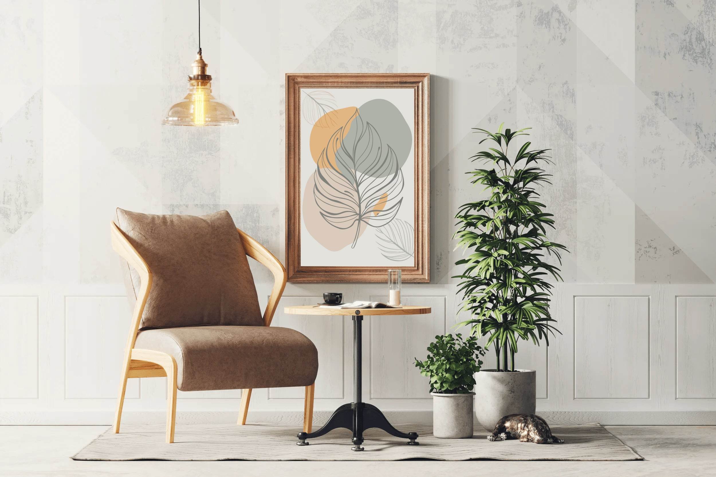 Minimal Design Of a Tropical Leaf Wall Art - beink online art store