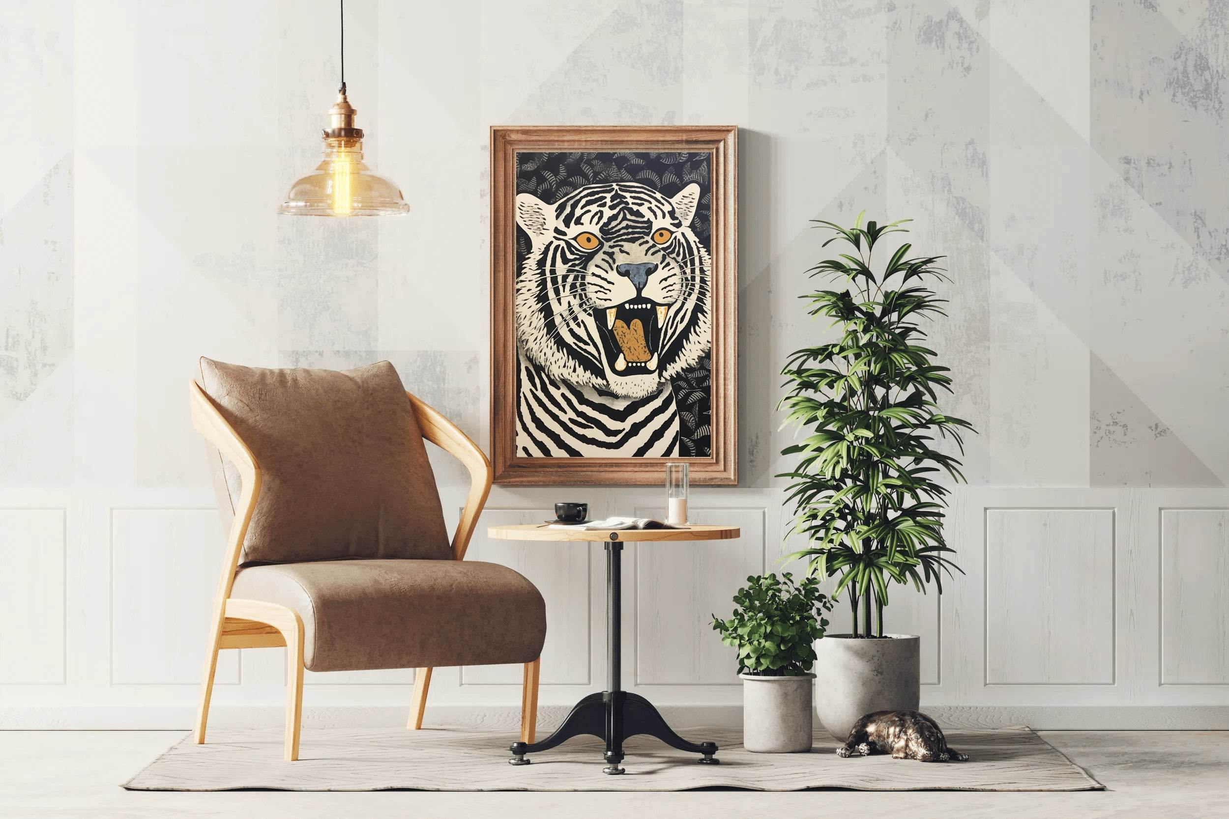 Painting of Tiger Block Print Wall Art - beink online art store