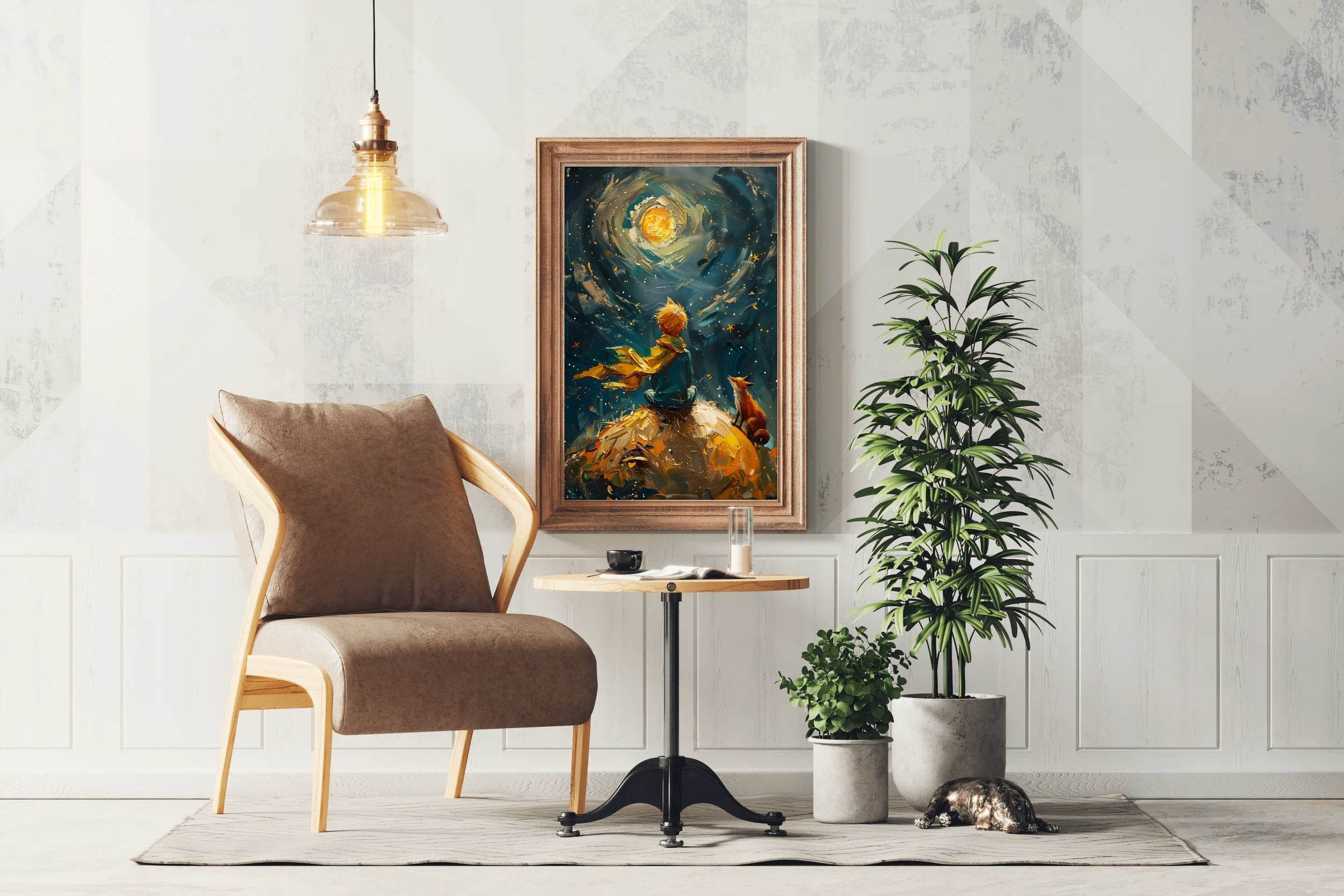 Oil Painting of a Boy and a Fox - beink online art store