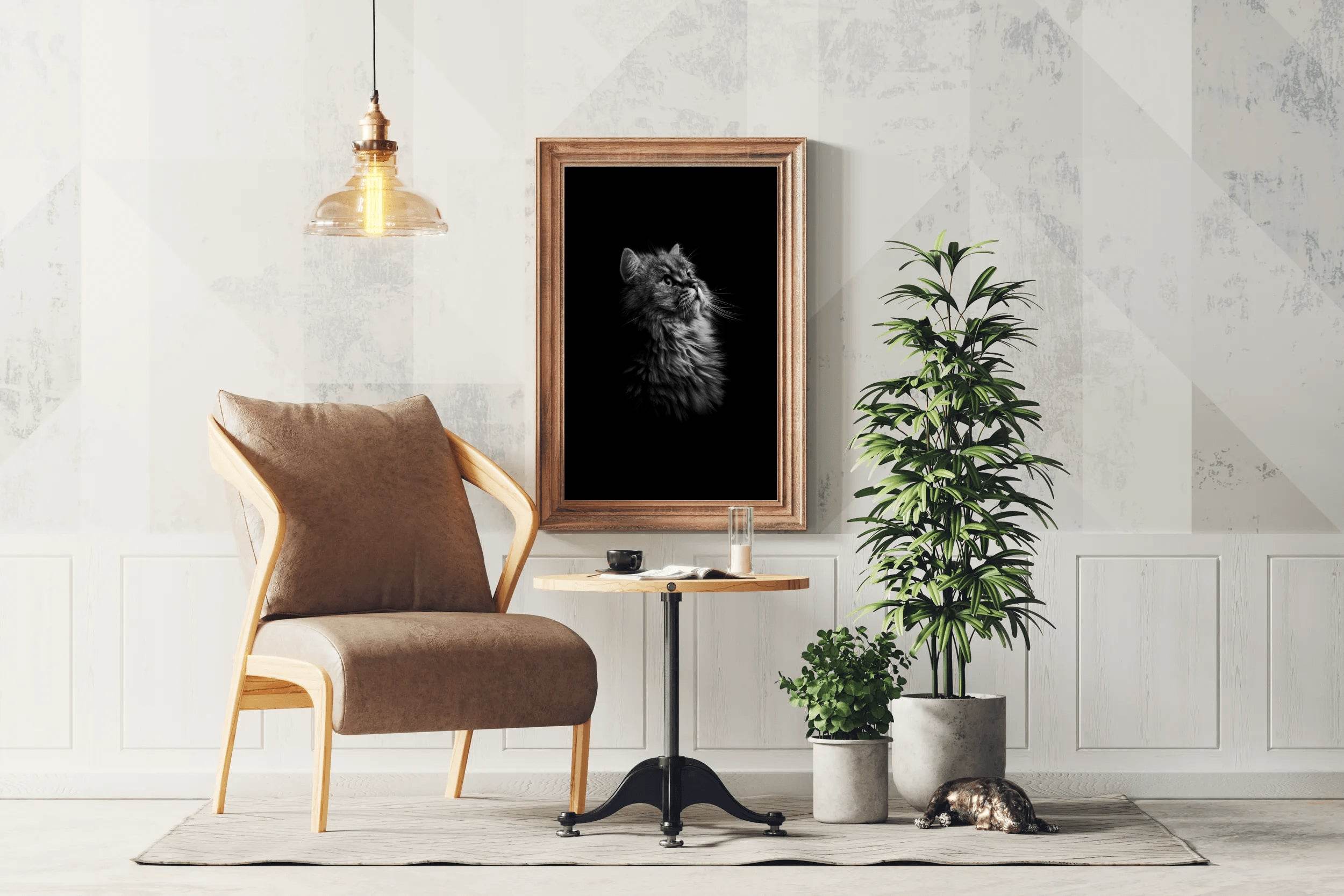 Maine Coon Cat Black & White Wall Art - beink online art store