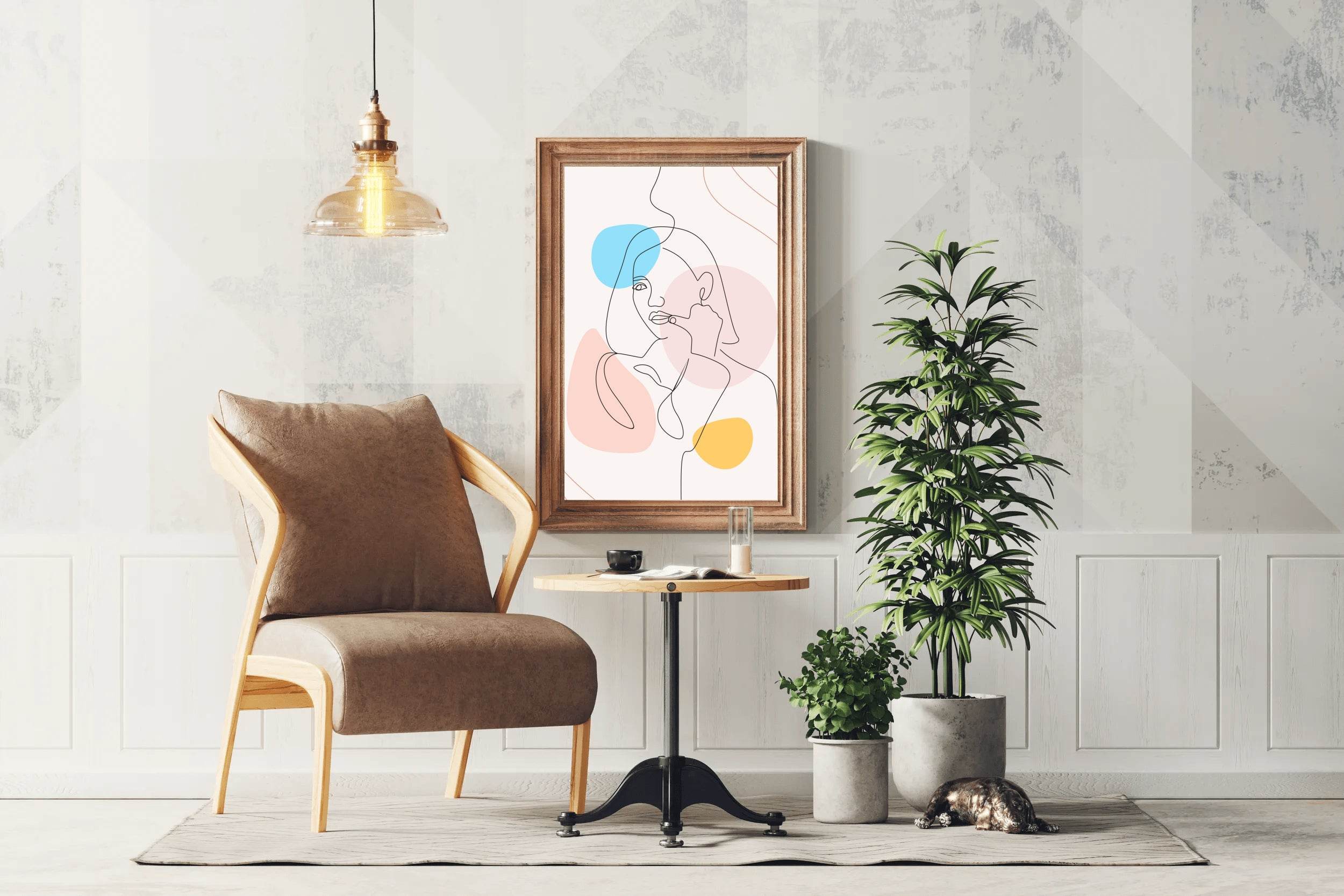 Women Colorful Linear Face Wall Art - beink online art store