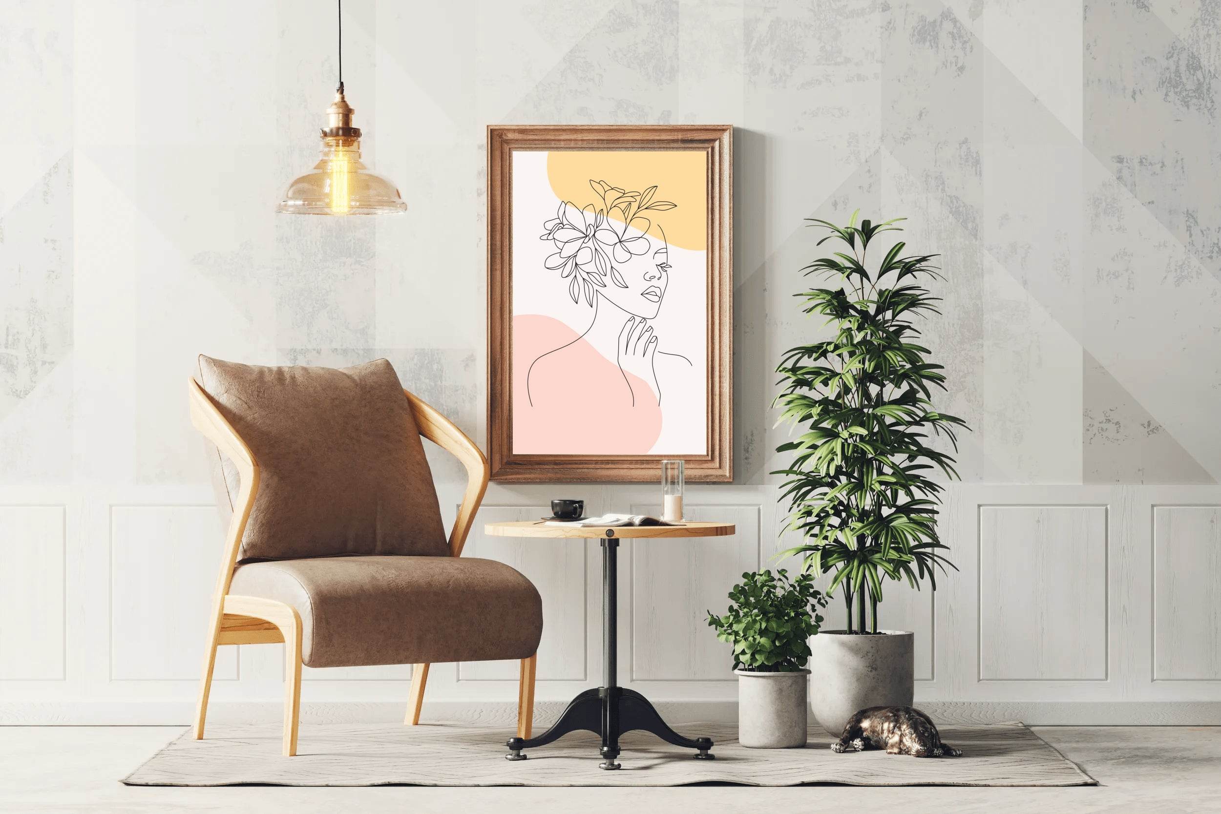 Girl With Flowers on Her Head Wall Art - beink online art store