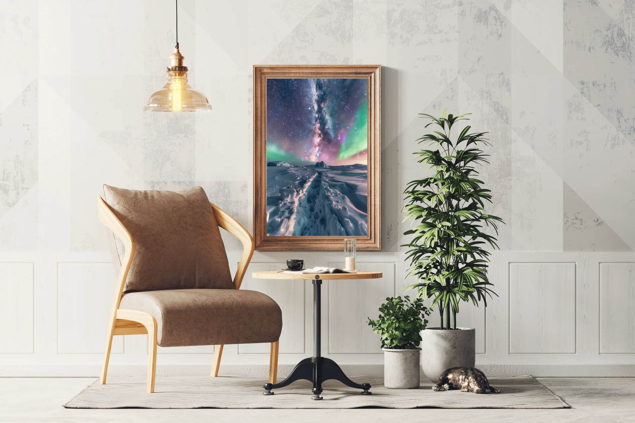 Northern lights in the Sky Over Snow Wall Art - beink online art store