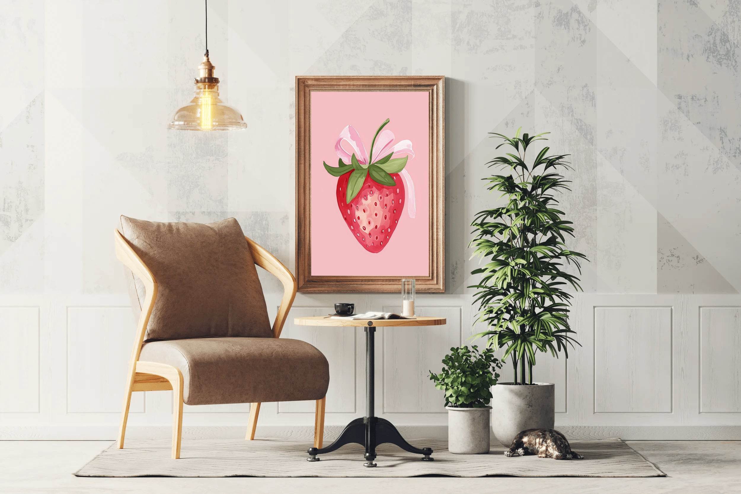 Watercolor Illustration of Ripe Red Strawberry Digital Art - beink online art store