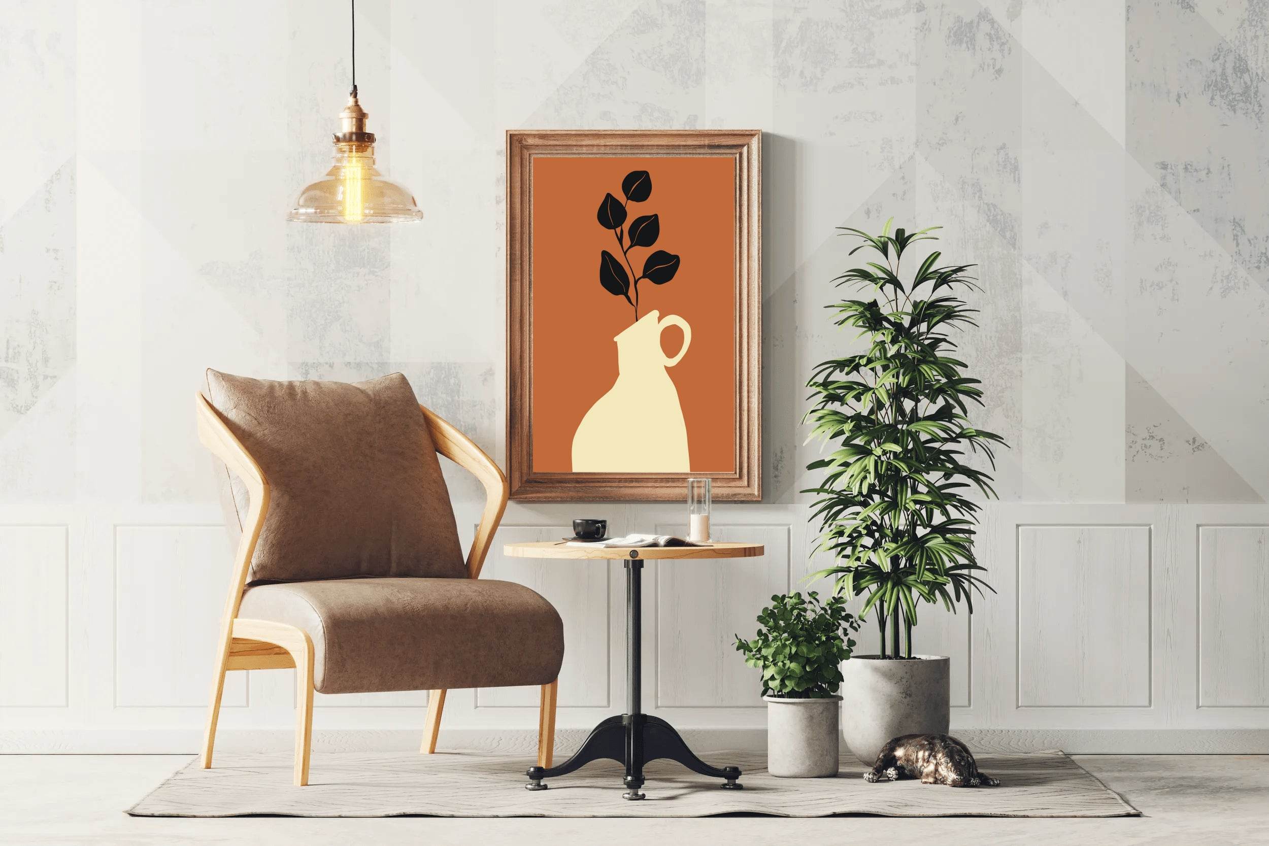 Minimalist Vase Stylized Foliage ArtWork - beink online art store