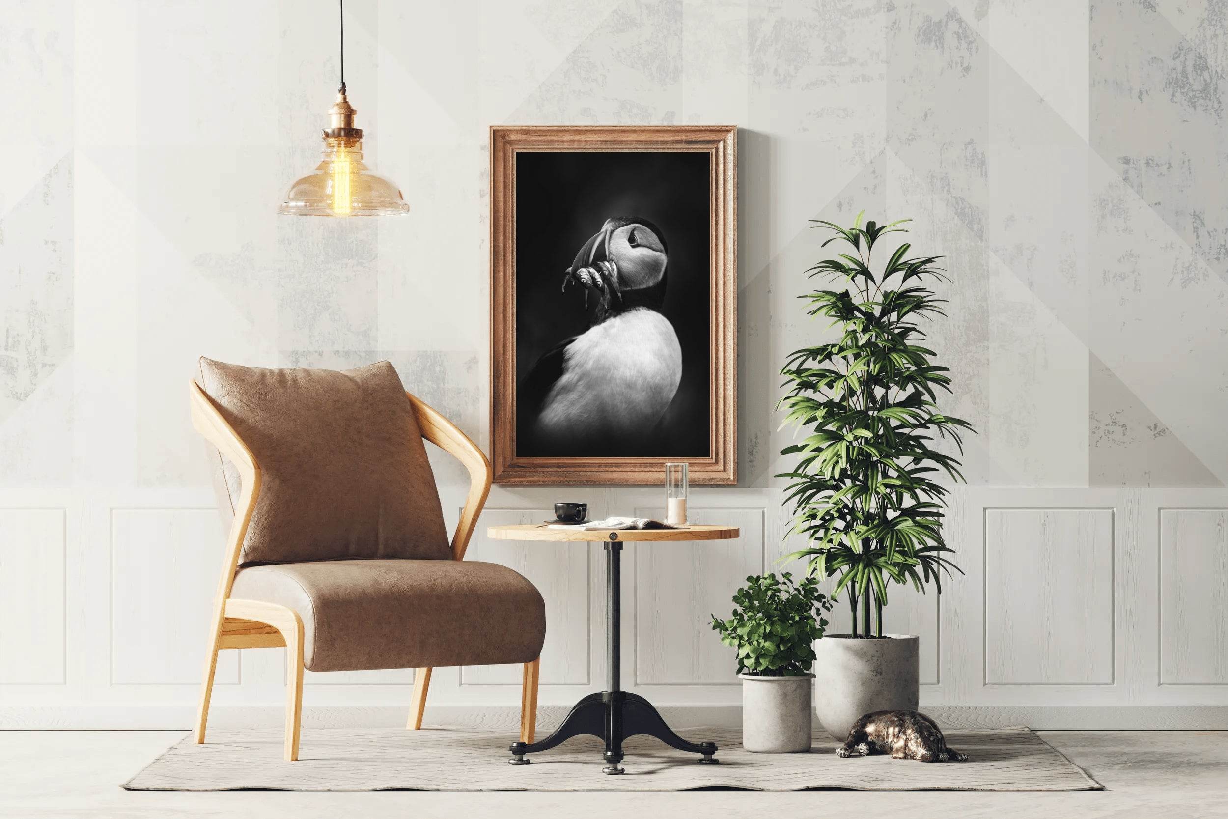 Atlantic Puffin Black & White Wall Art - beink online art store