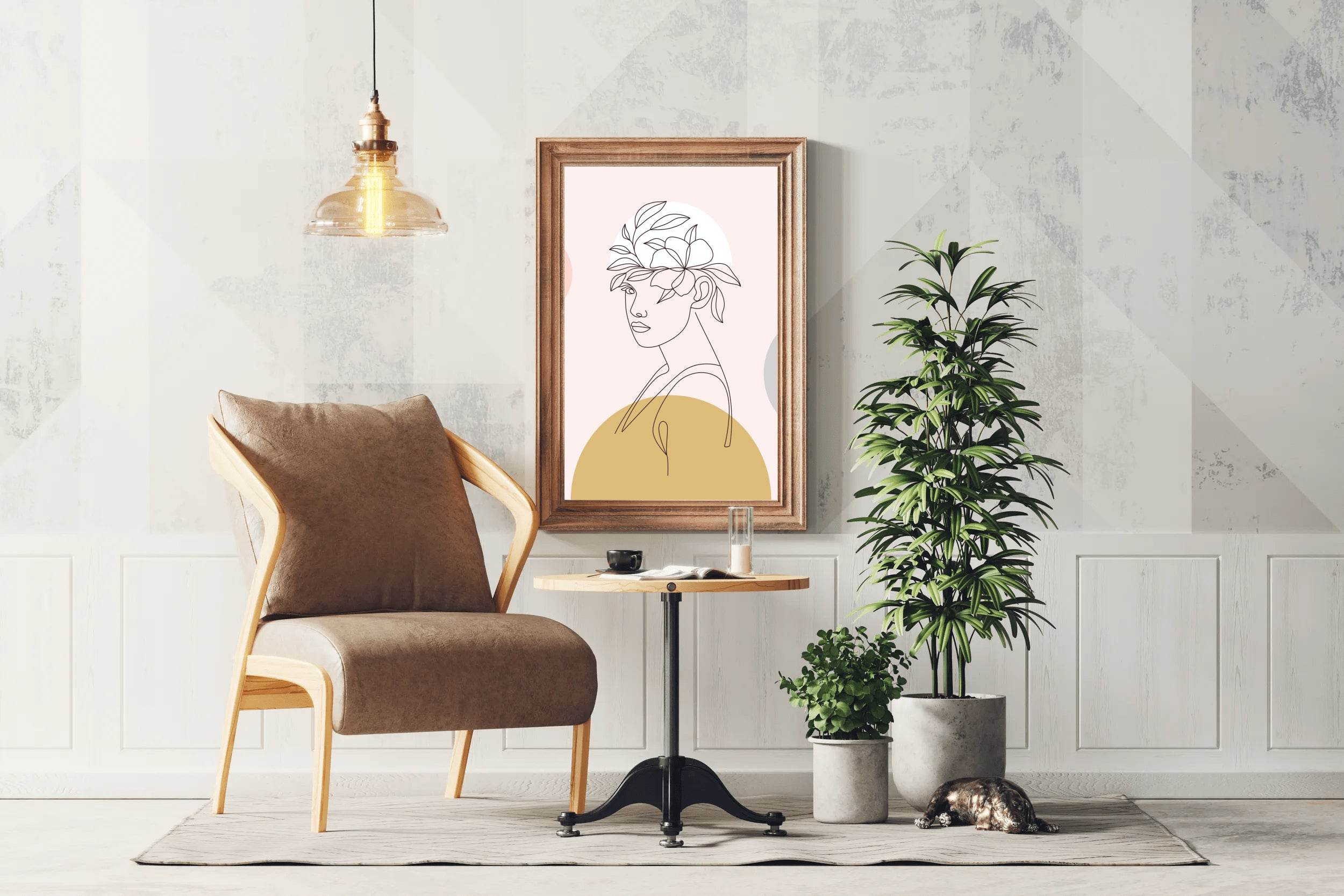 Minimal Design of Beautiful Head Flower Wall Art - beink online art store