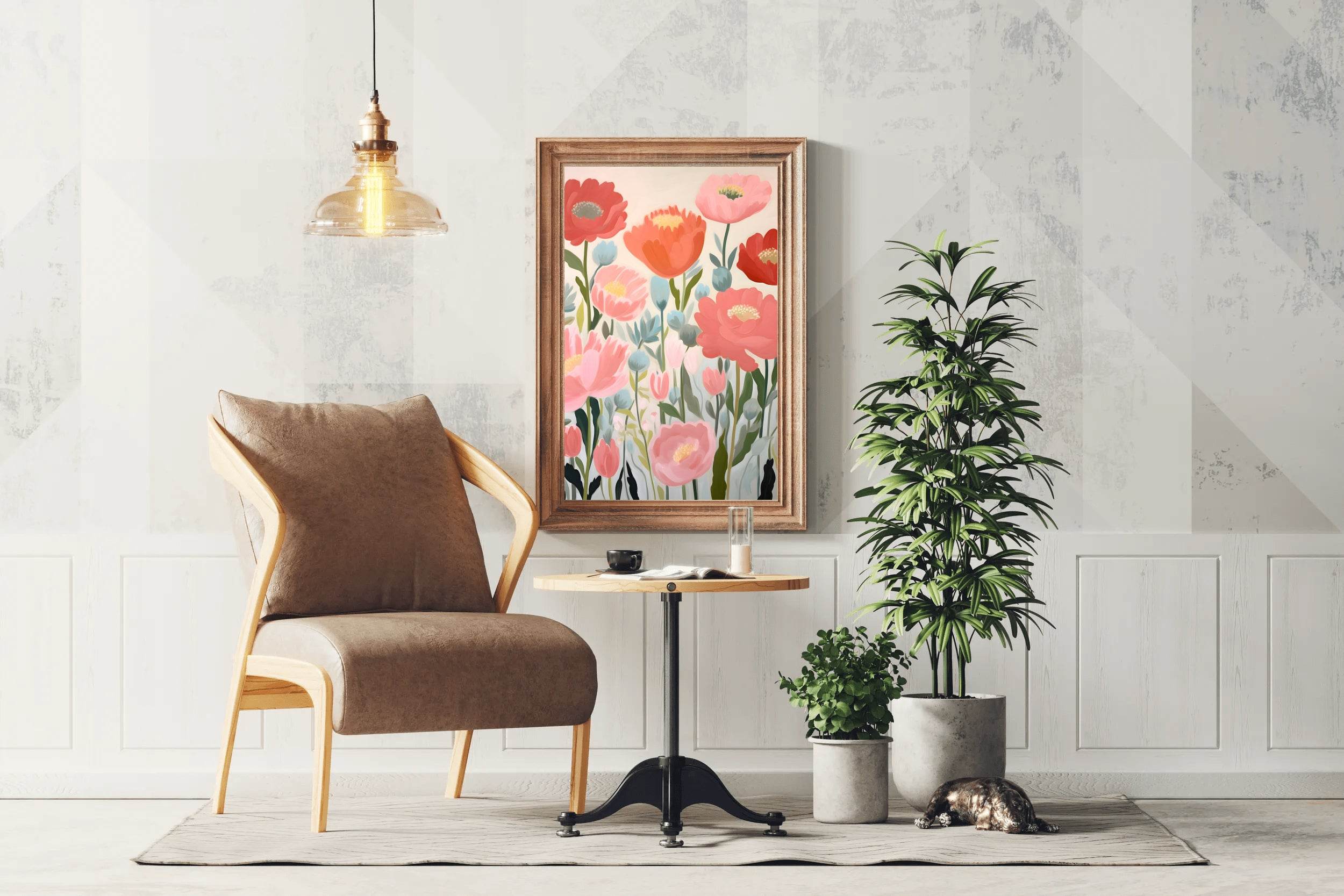 Watercolor Painting of Red and Pink Flowers - beink online art store