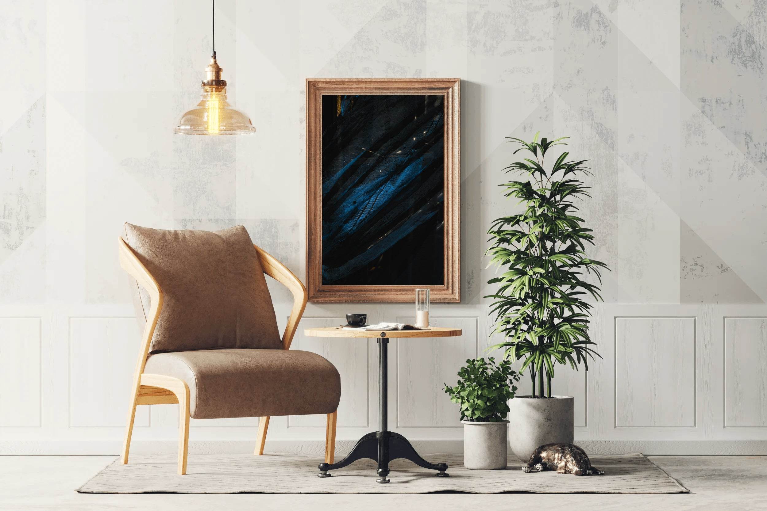 Night View on Mountain with Blue Light Abstract Wall Art - beink online art store