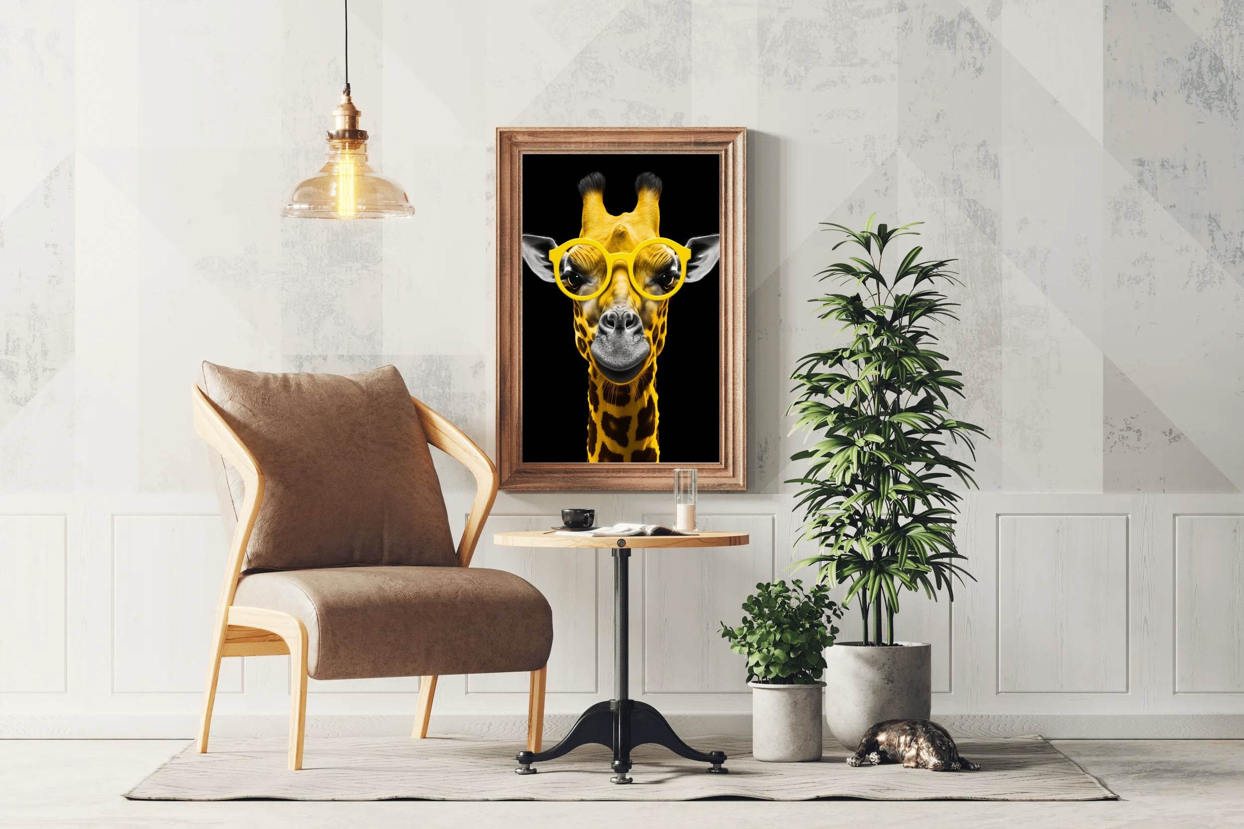 Yellow Cool Look Giraffe With Goggle Wall Art - beink online art store