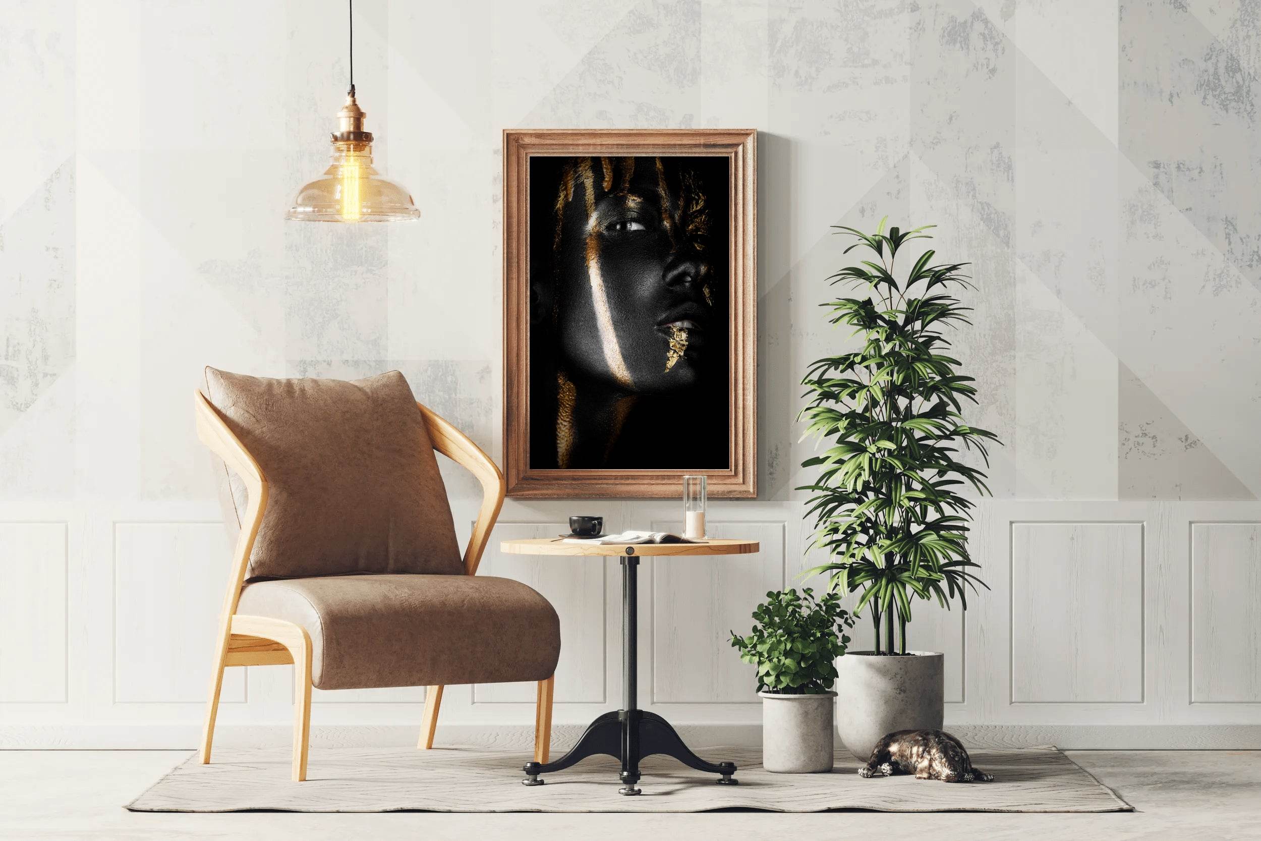 Woman With Golden Color in Her Face And Hair - beink online art store