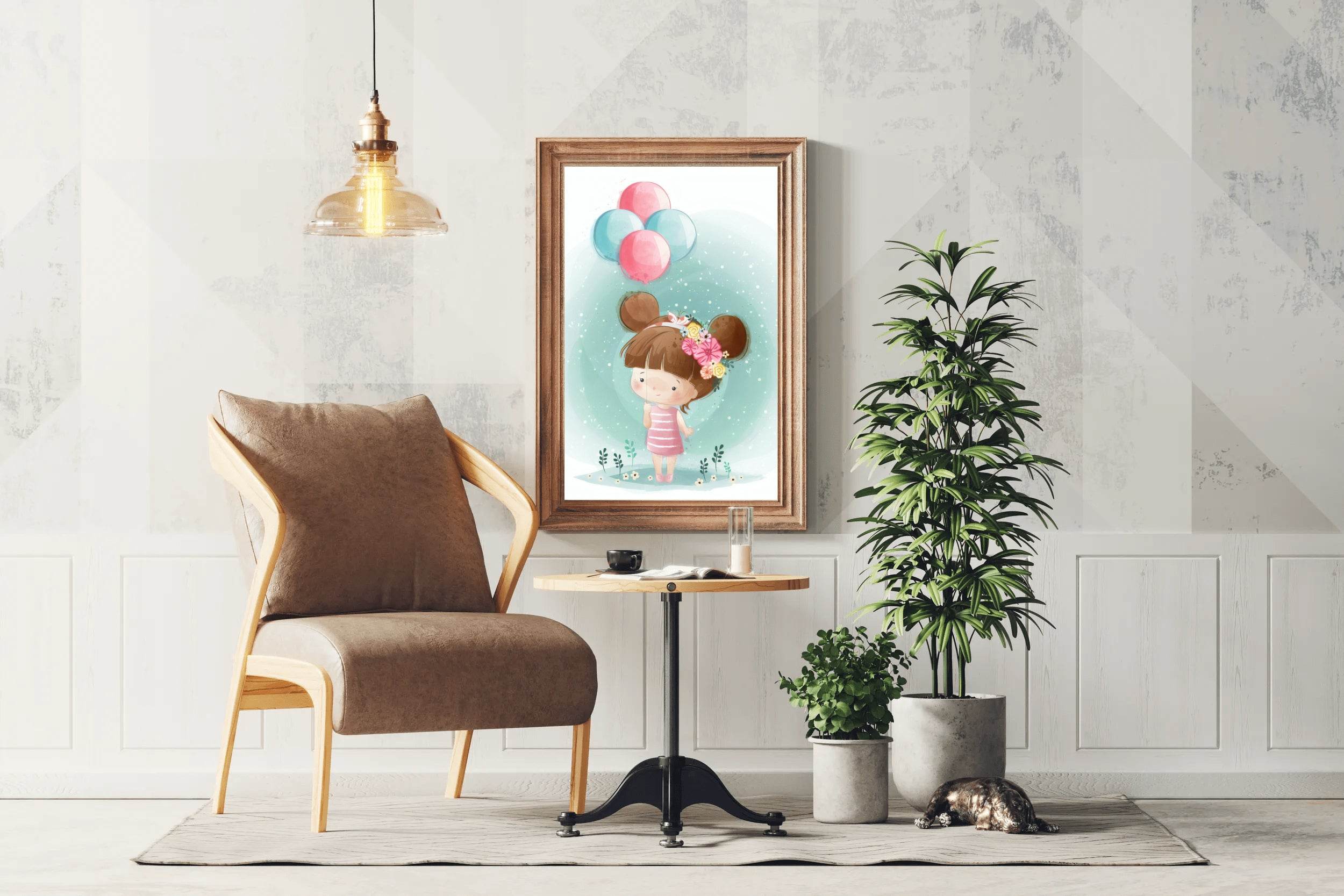 Cute Little Girl Holding Balloons - beink online art store