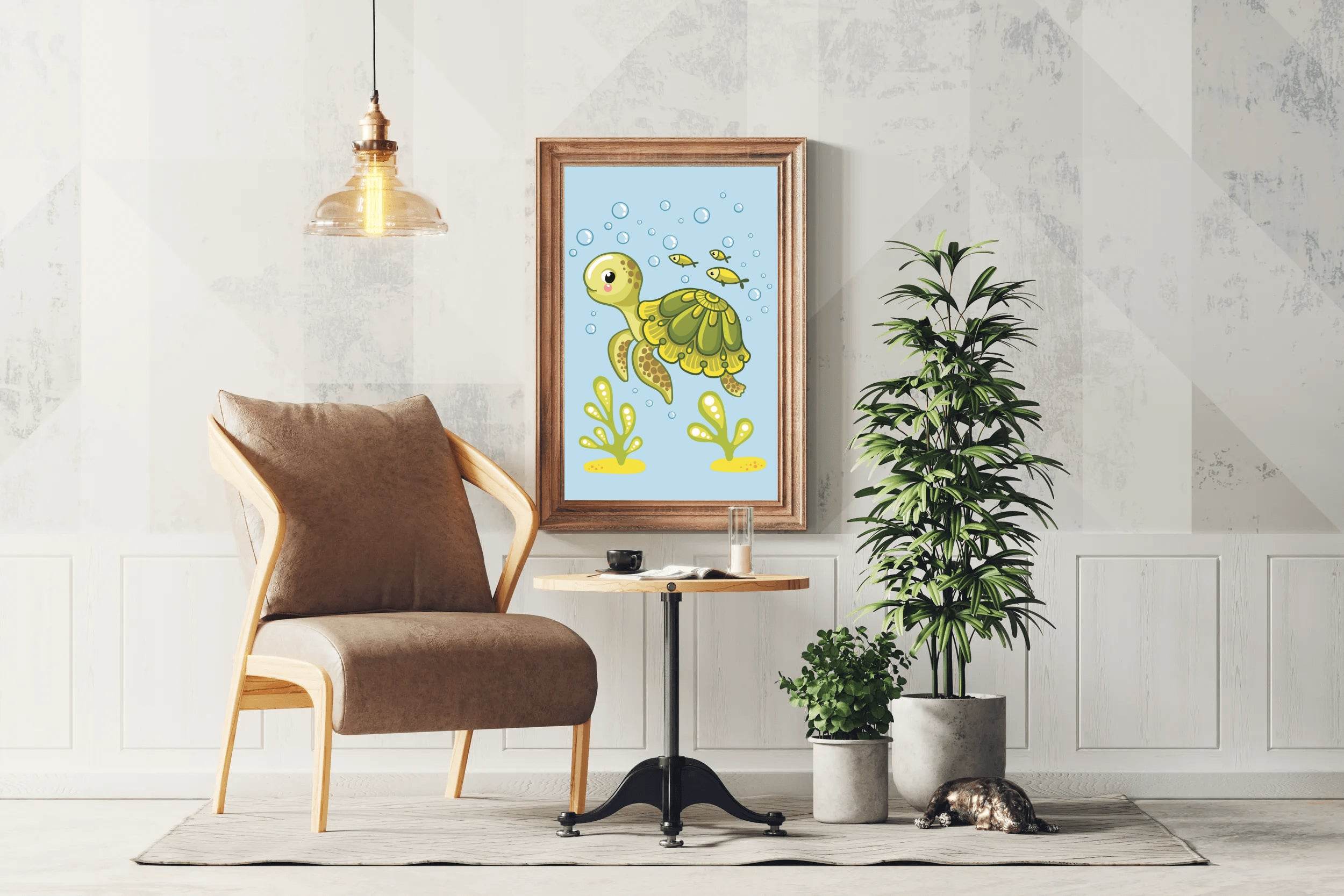Cute Cartoon Floating Turtle Wall Art - beink online art store