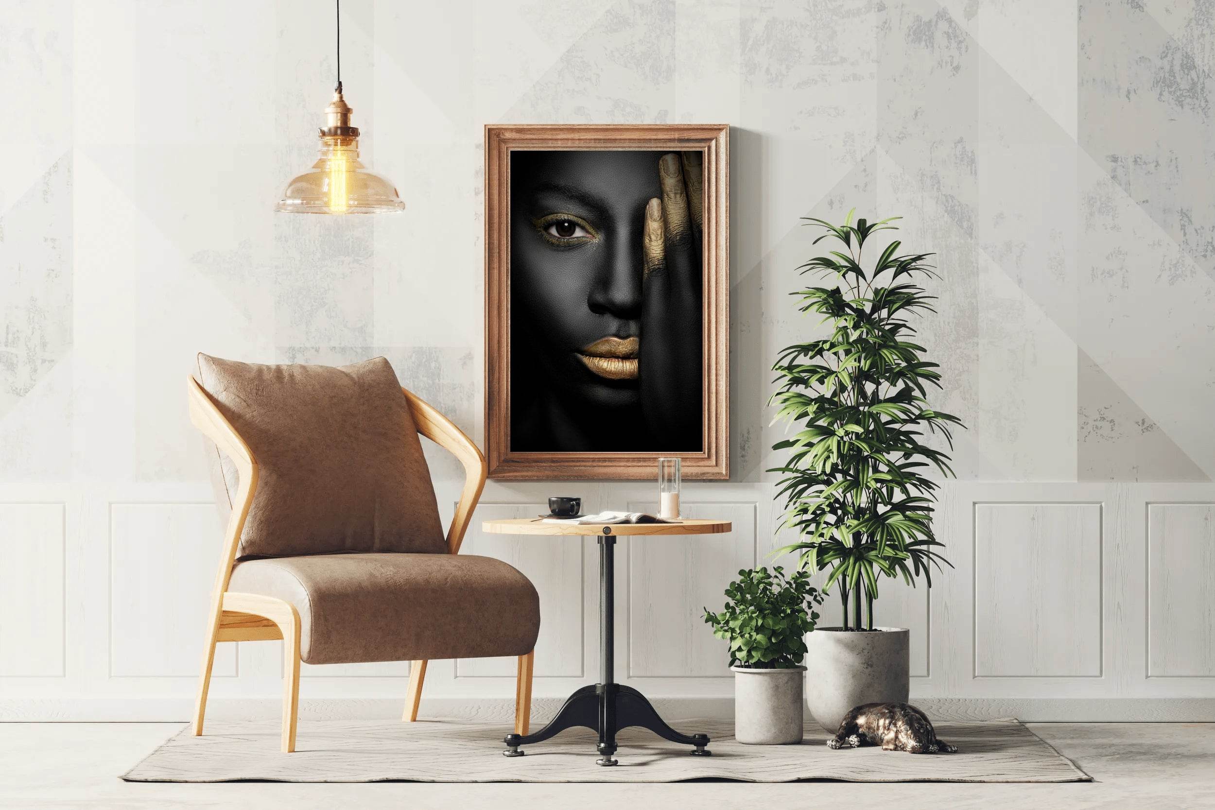 Black Woman With Golden Hourglass Wall Art - beink online art store